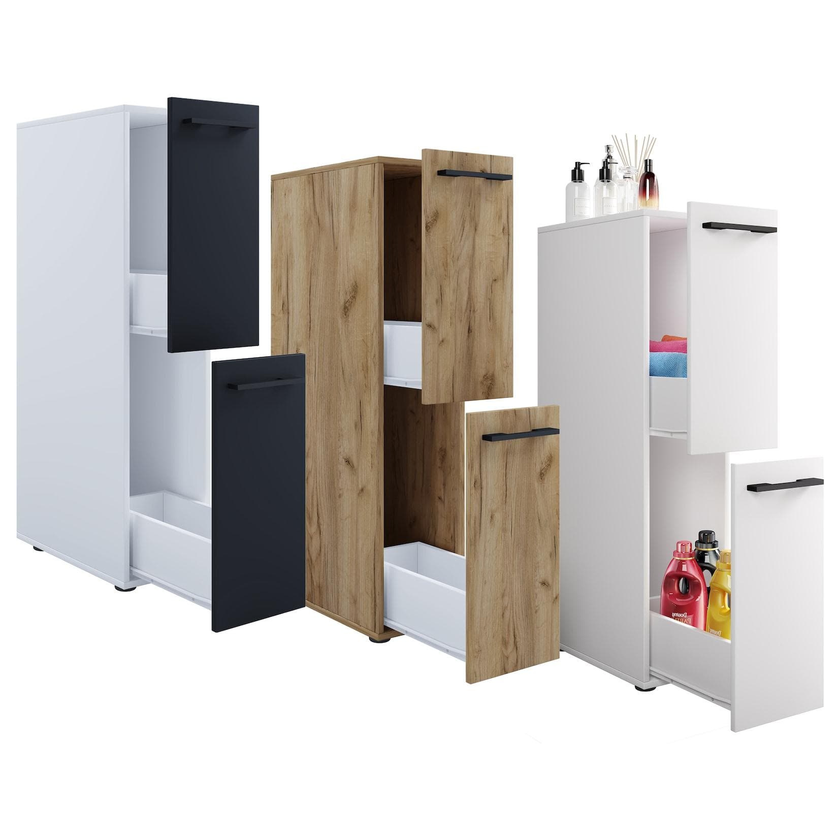 VCM Midischrank Holz Badmöbel Weiß Raumteiler