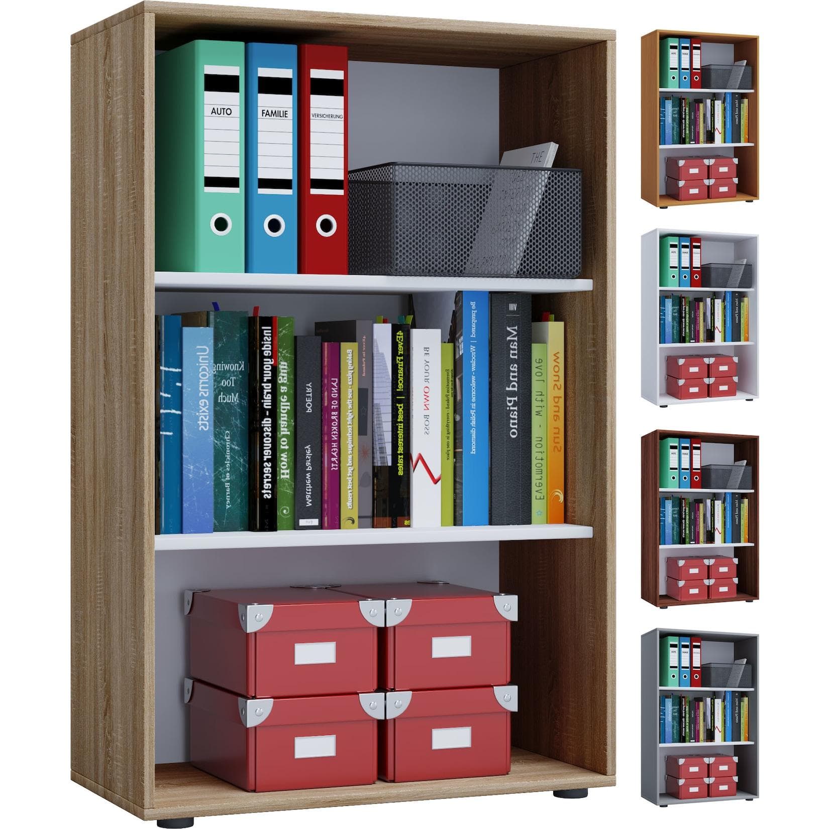 VCM Bücherregal Lona 3f Grau mit 3 Fächern