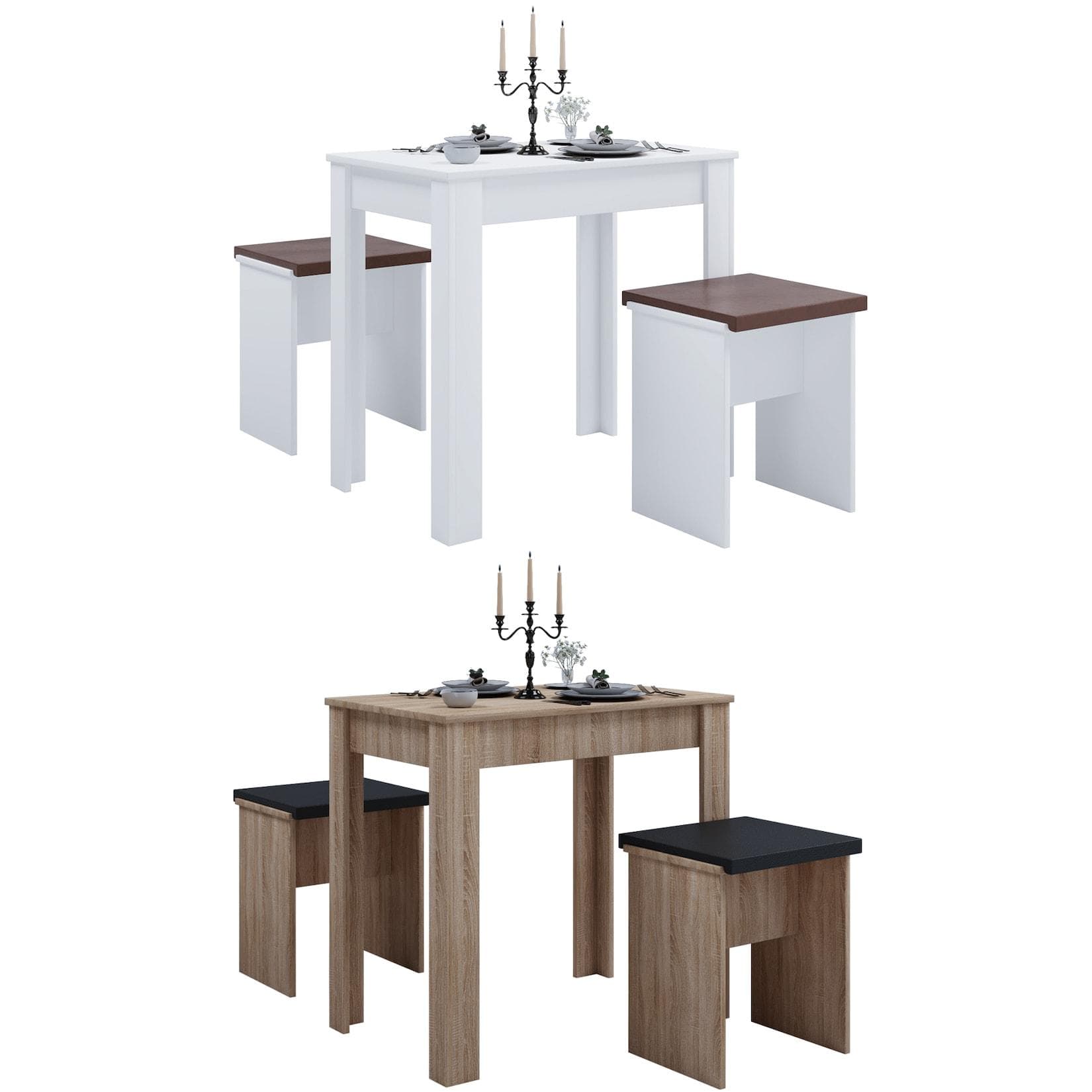 Rustikale Essgruppe aus Holz mit Bank