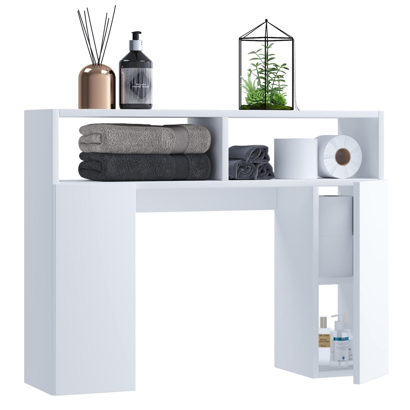 VCM Wandregal Tinoli S Weiß Holz Überbau WC Bad