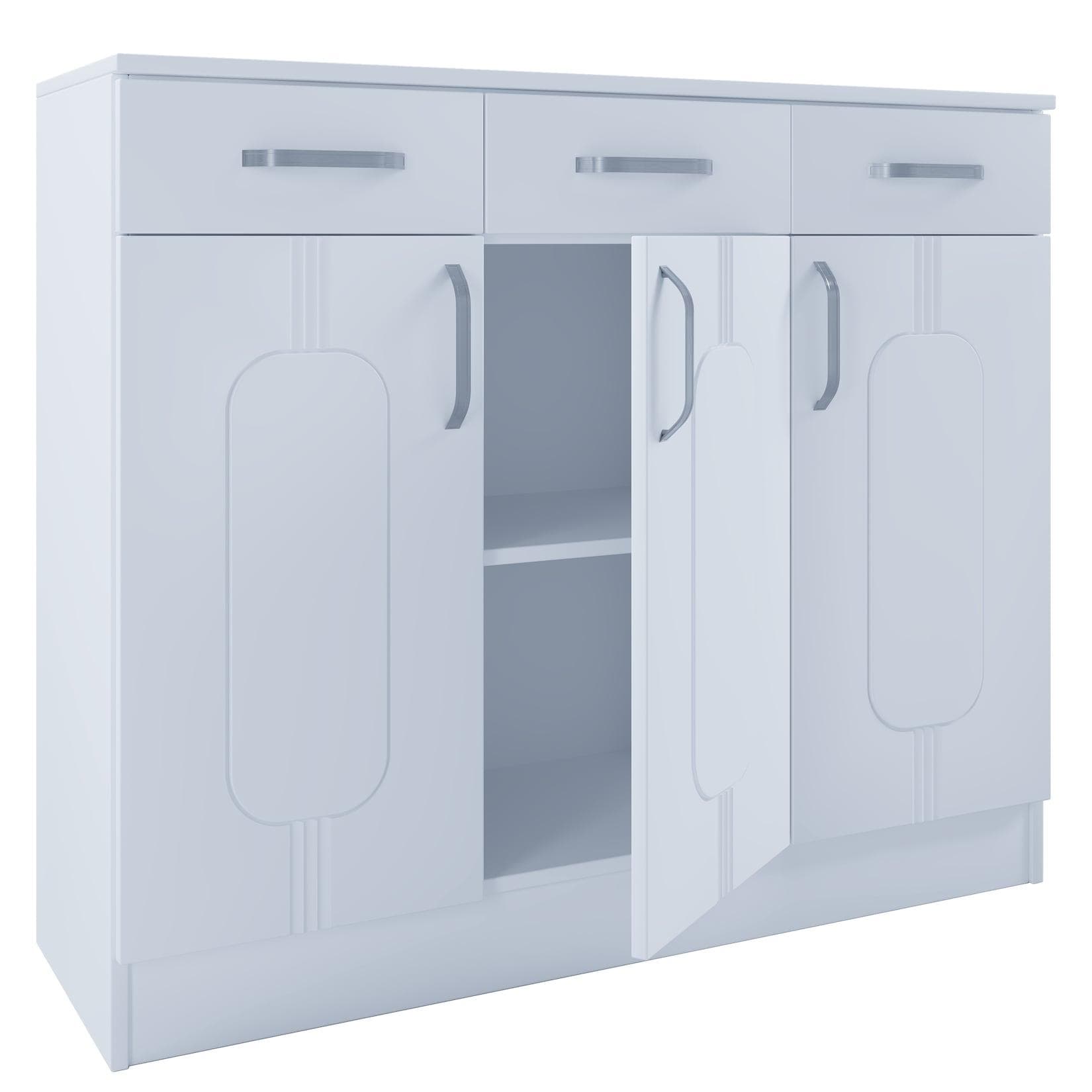 VCM Kommode Balia Weiß mit 3 Drehtüren und Schubladen