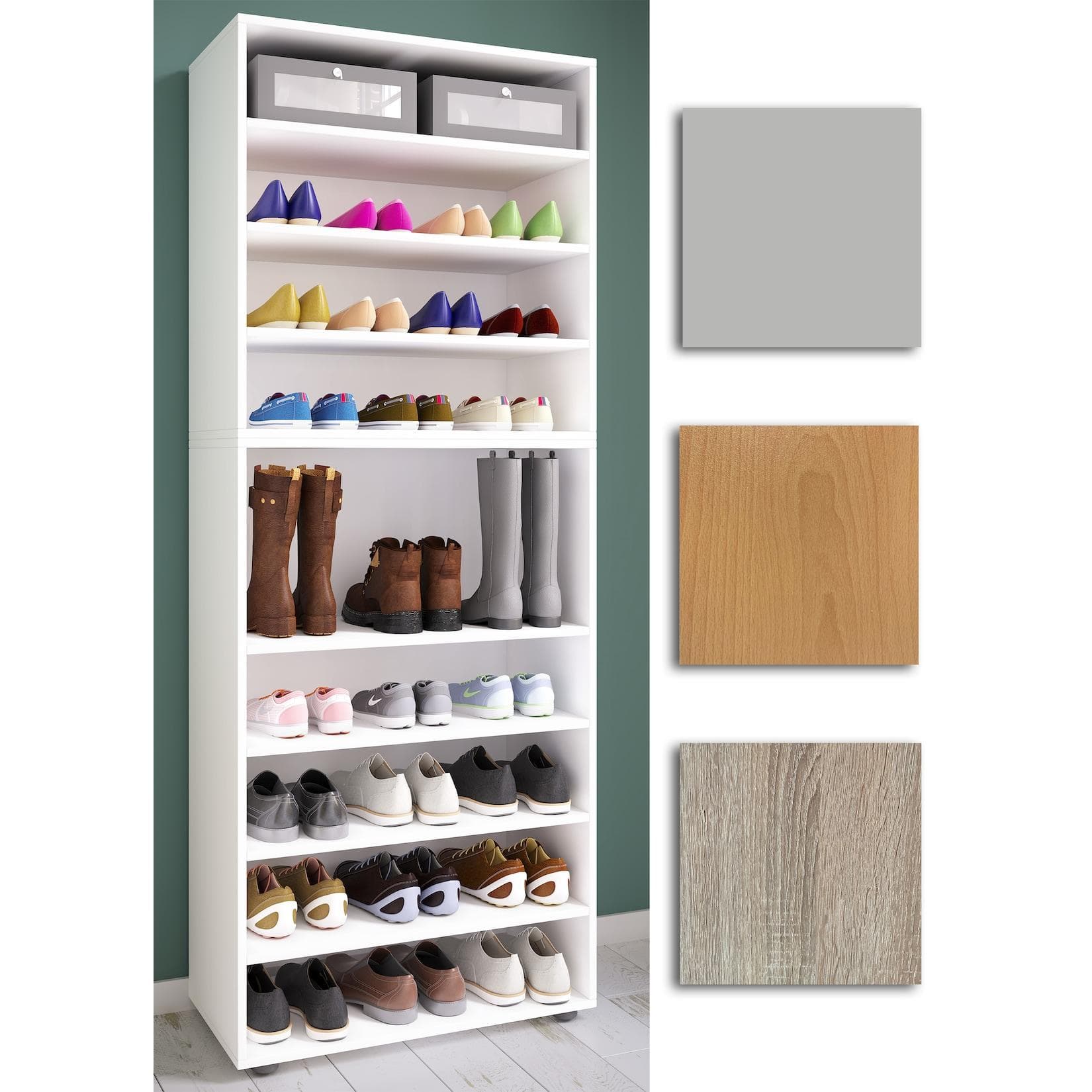 VCM Schuhschrank Lona XXL 9 Fächer Holz Braun
