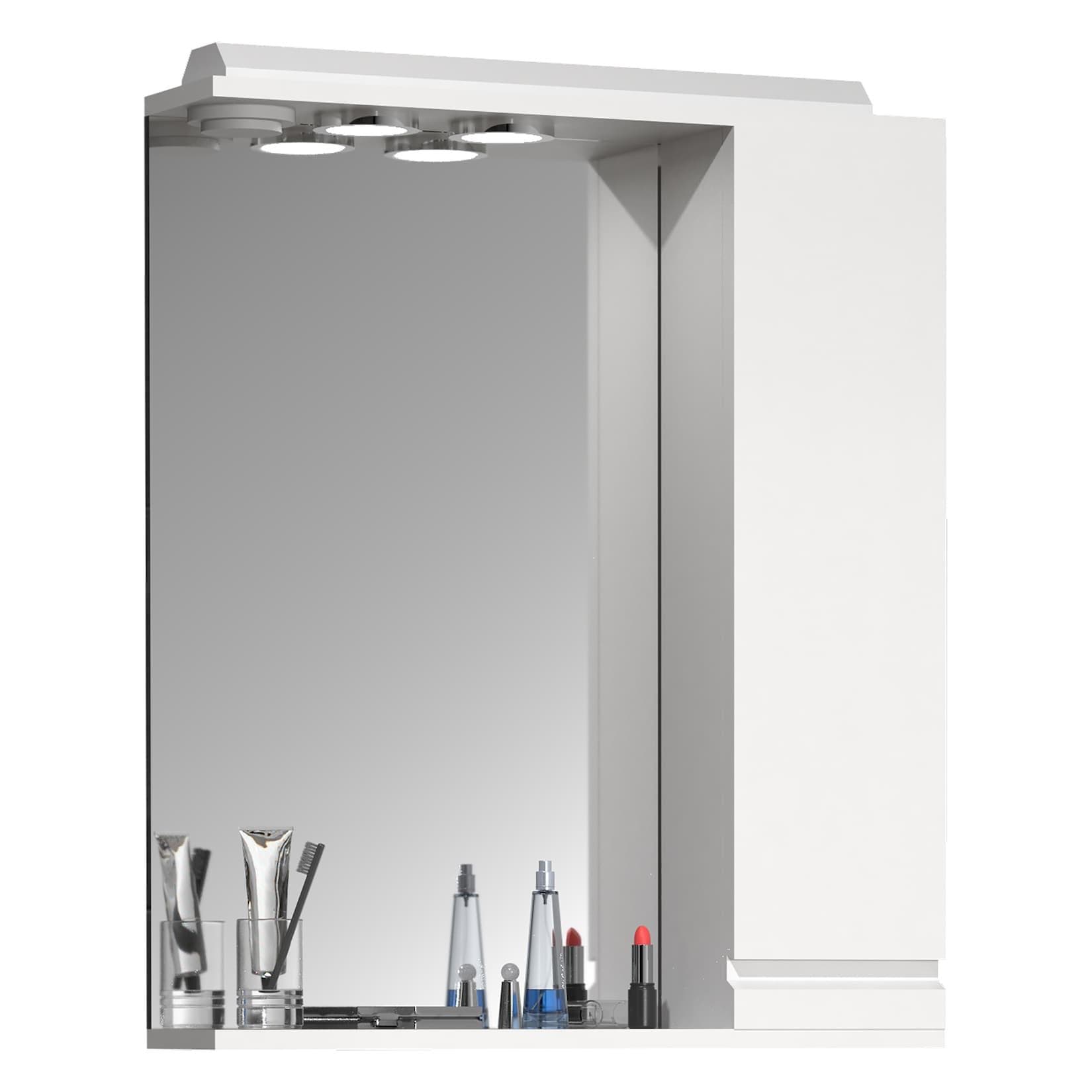 VCM Badschrank Silora L Weiß mit Beleuchtung