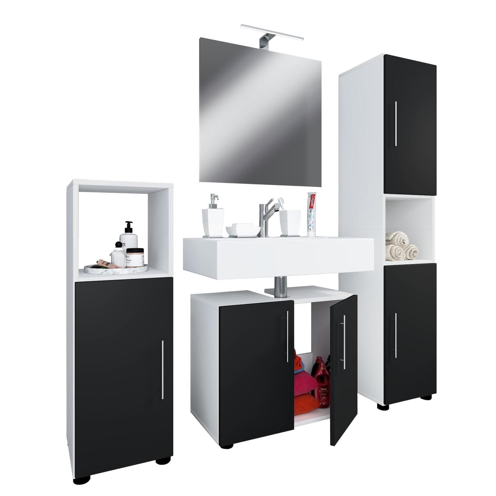 Badmöbel Set Flandu II - Komplettset mit Badschrank