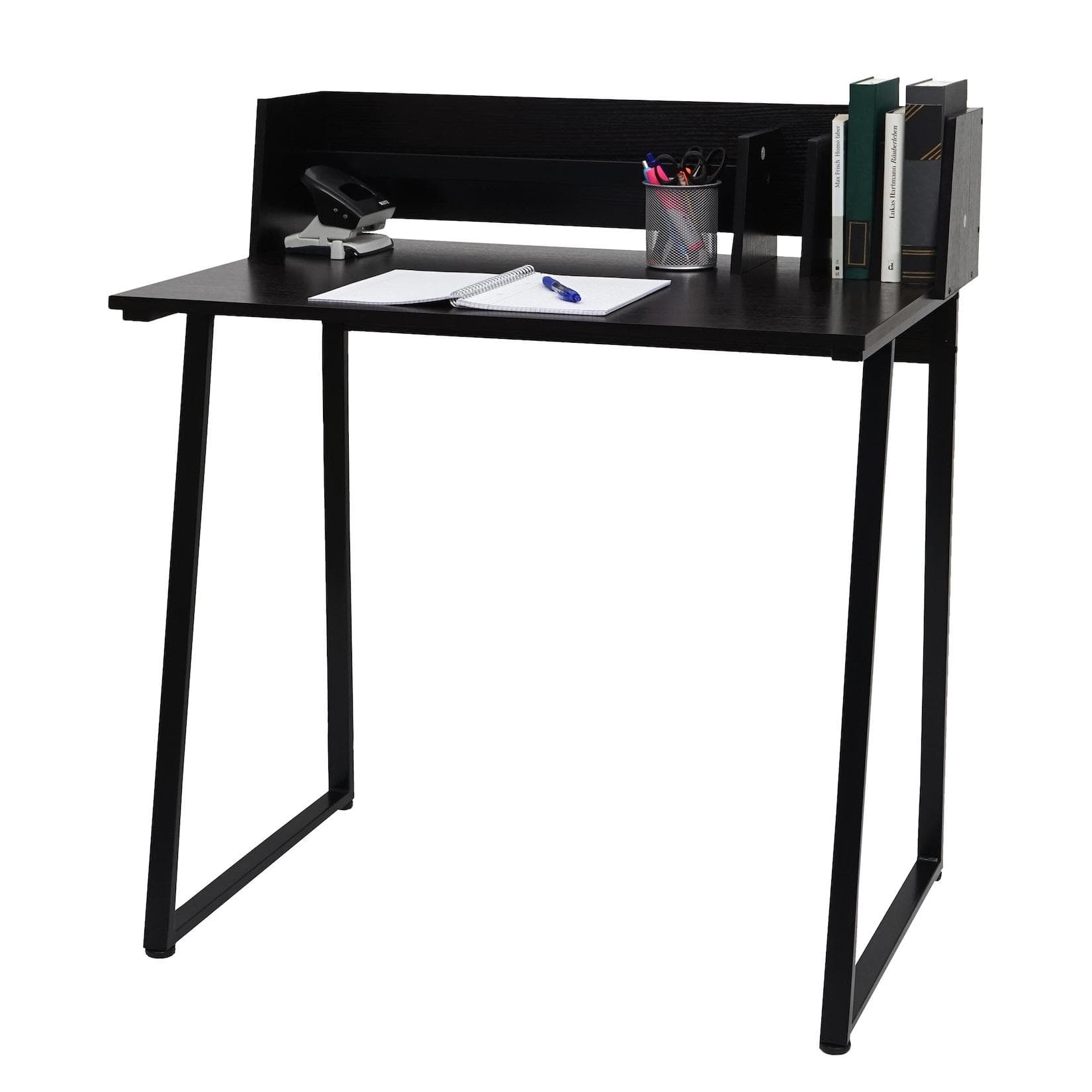 MCW Schreibtisch MCW-K69 Laptoptisch Bürotisch Schwarz 3D-Struktur Metall MDF