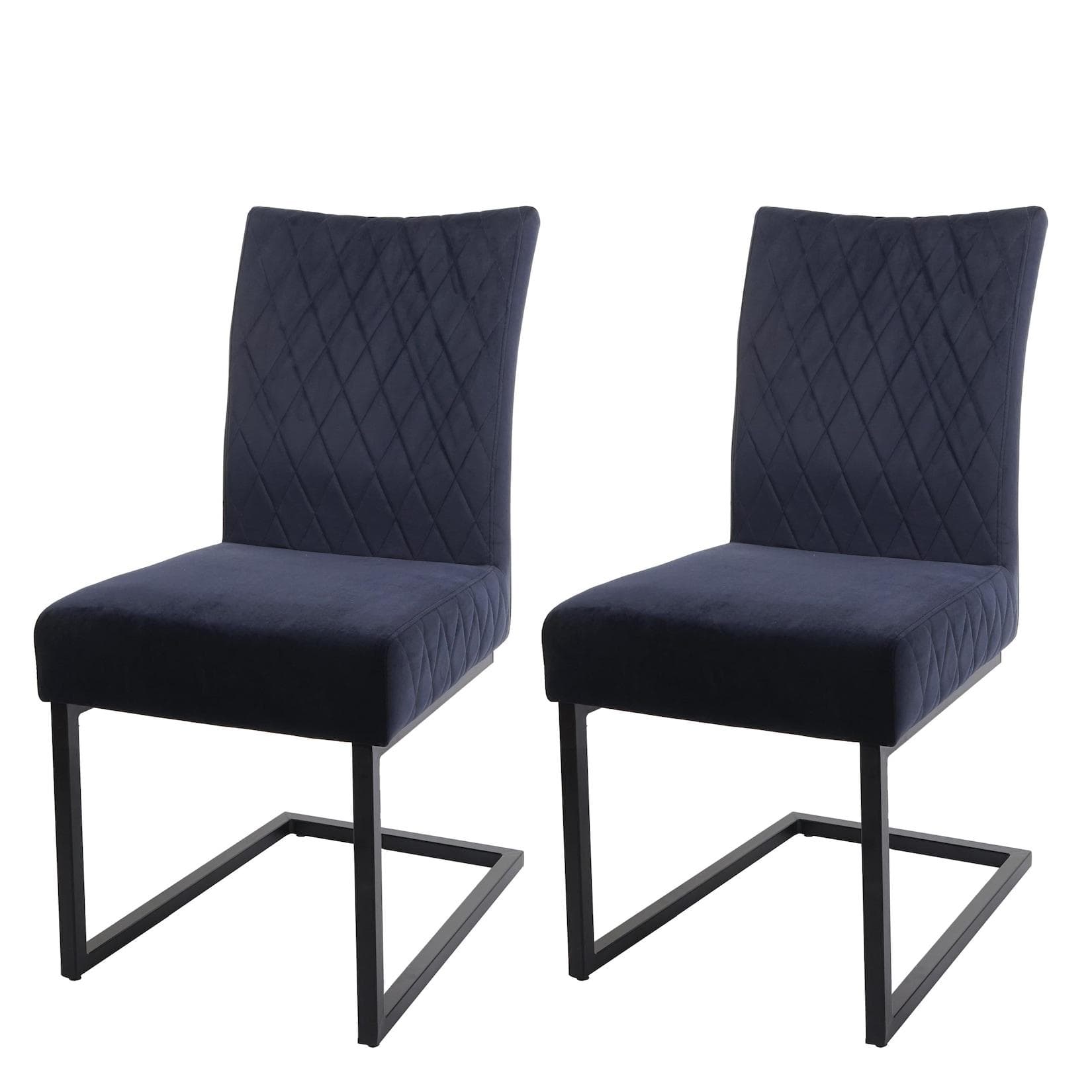 2er-Set Freischwinger MCW-L15 Samt Stahl Anthrazit-blau Besucherstuhl
