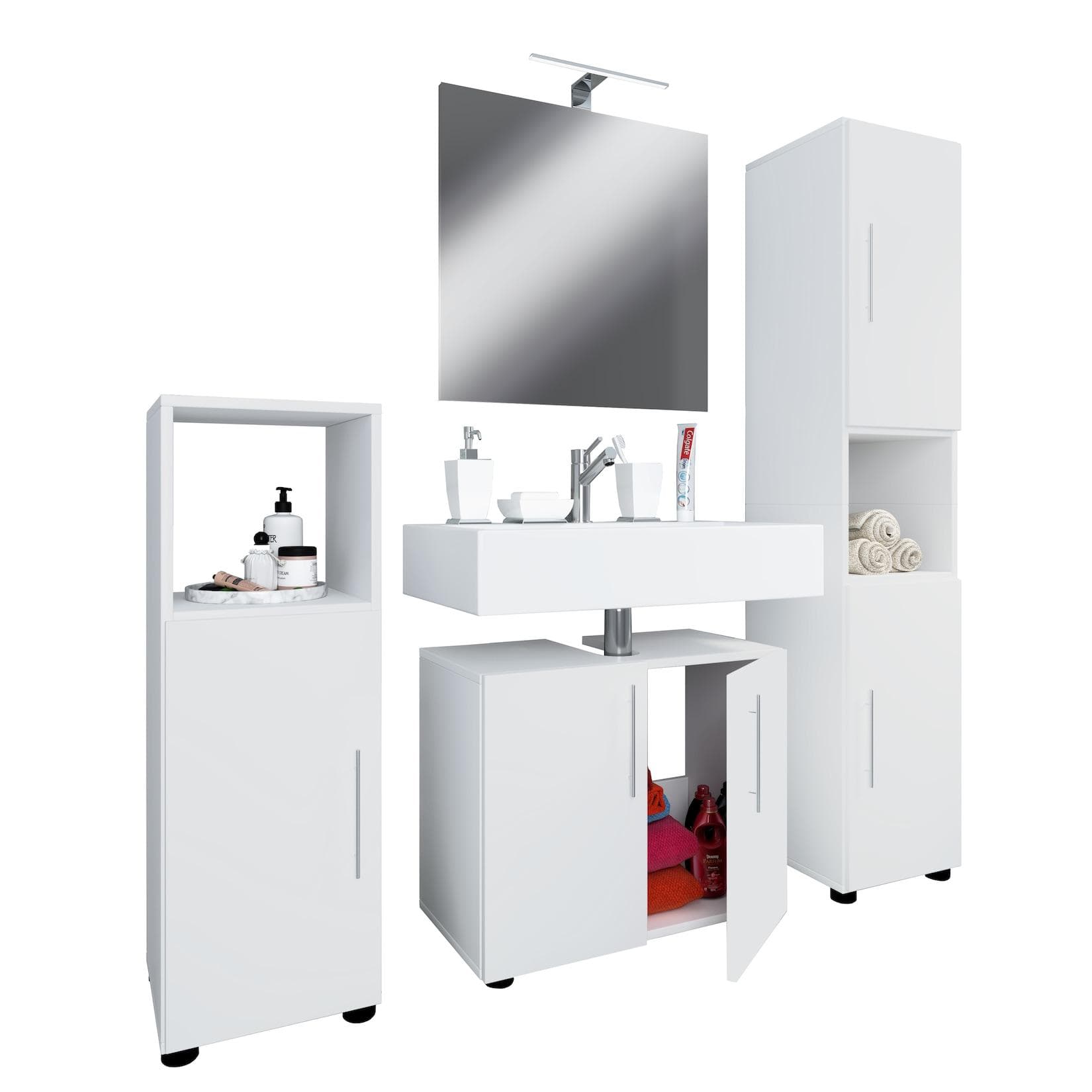 Badmöbel Set Flandu II - Komplettset mit Badschrank