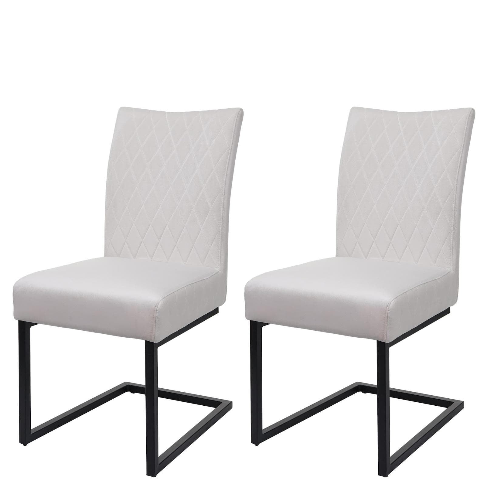 2er-Set Freischwinger MCW-L15 Samt Stuhl creme-beige