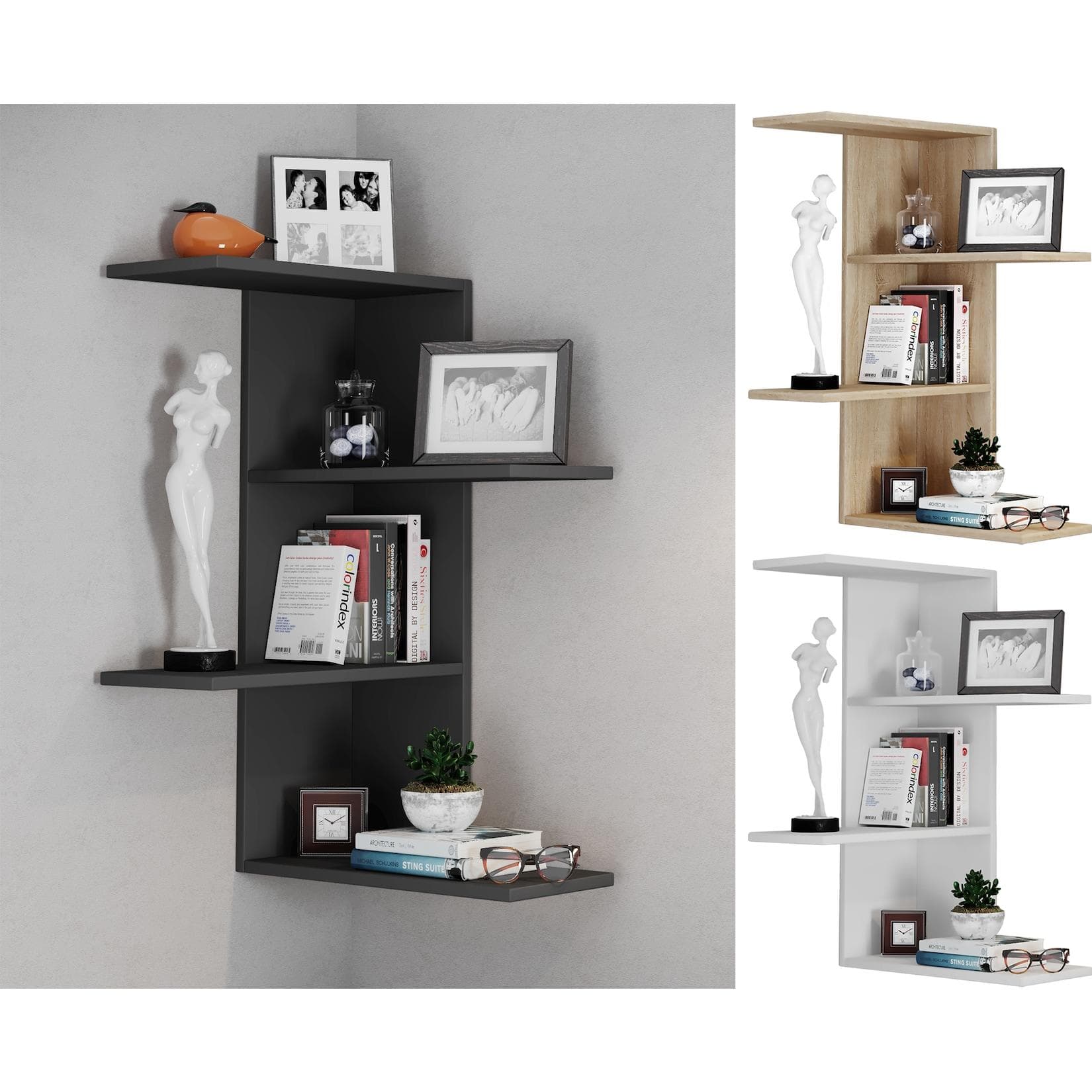 VCM Wandregal Balos Hängend Braun Sonoma-Eiche Modern