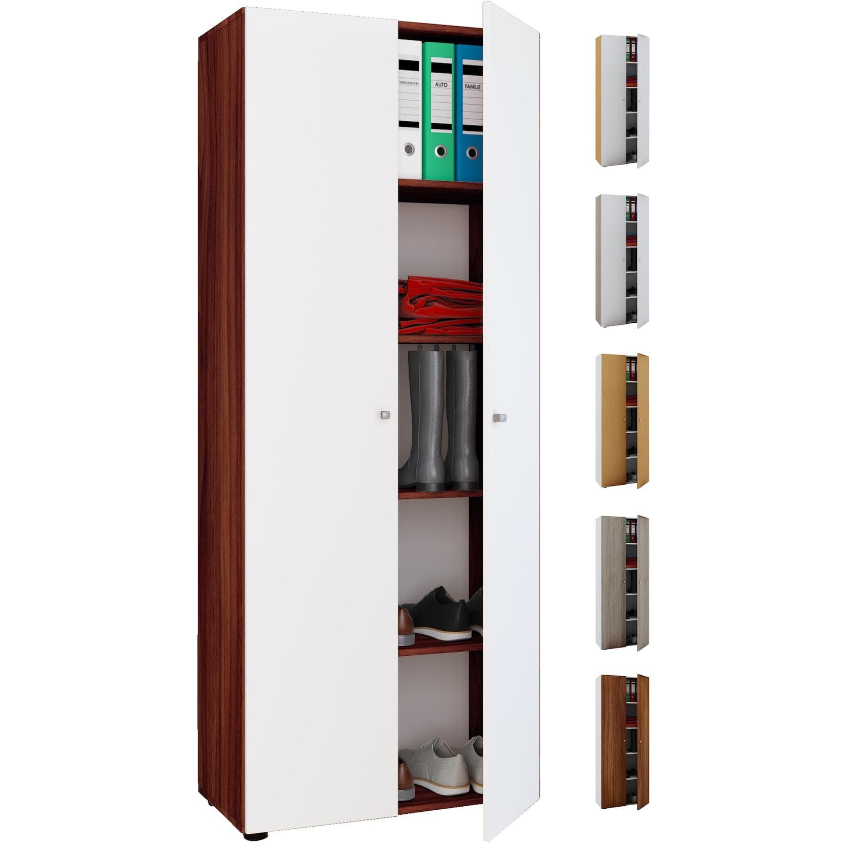 VCM Aktenschrank Vandol 5 Fächer Braun/Weiß Modern