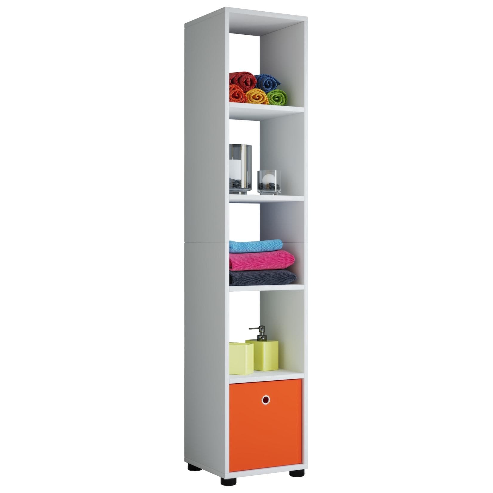 VCM Standregal Benas-5 Weiß Holzoptik Platzsparend