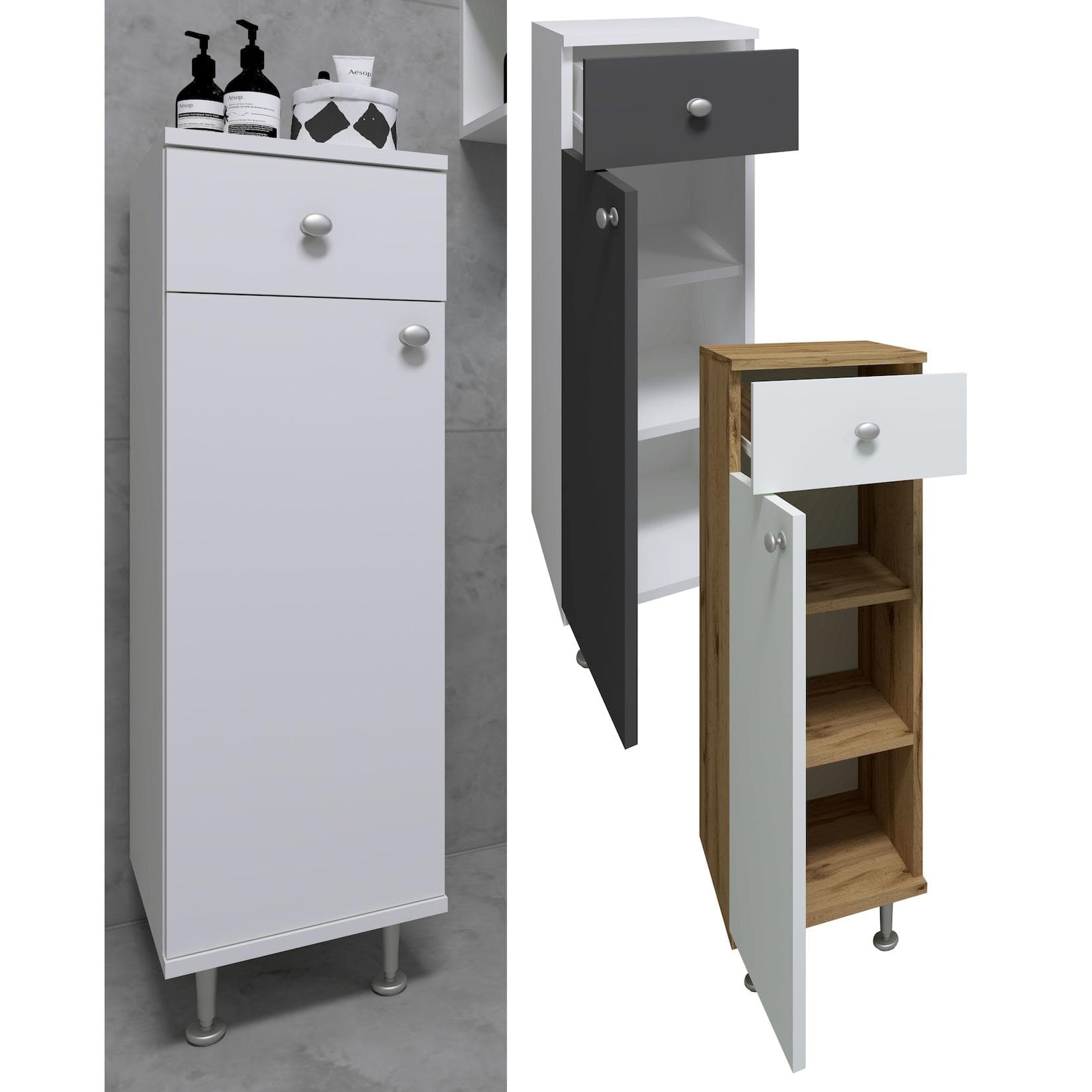 VCM Badschrank Nilosi Midischrank Schwarz/Weiß Anthrazit