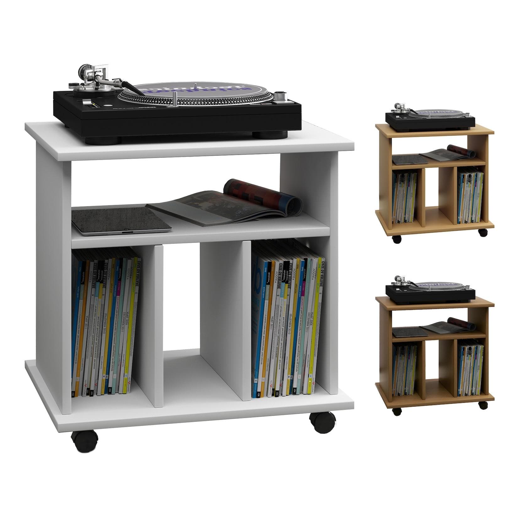 VCM Wohnzimmertisch Retal Schallplatten-Regal Braun Buche