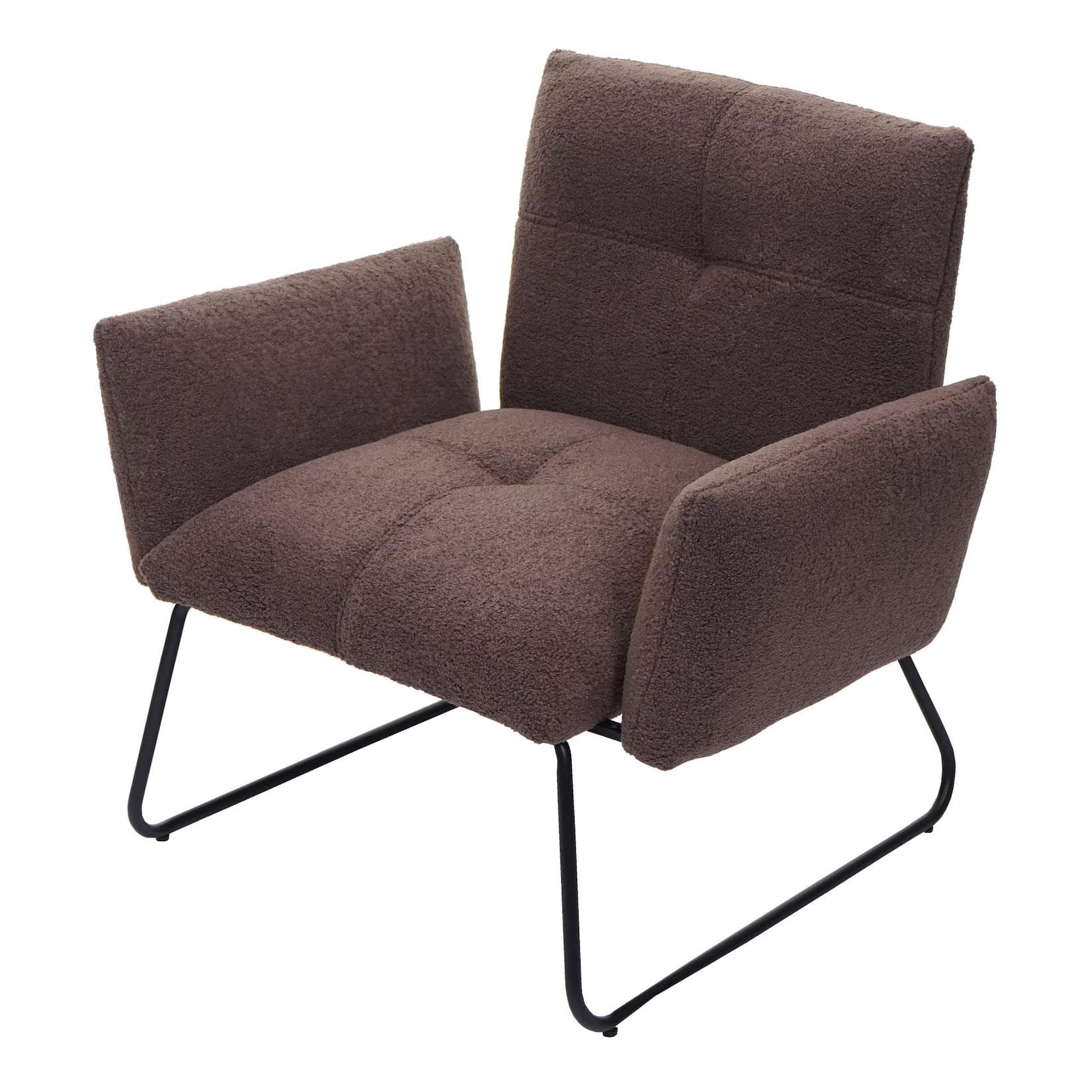 Lounge-Sessel MCW-K34 Braun Bouclé-Stoff MVG-zertifiziert