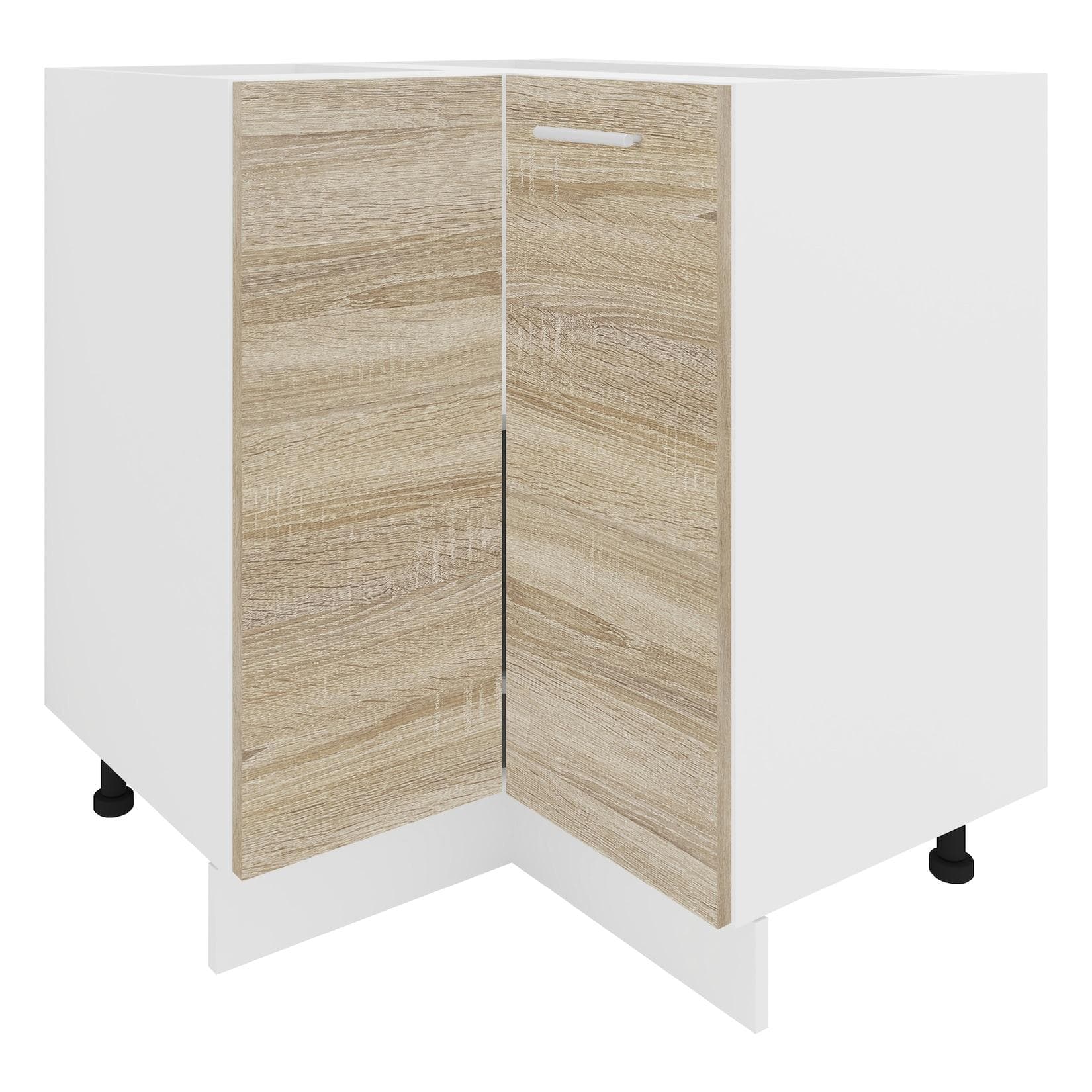 VCM Eckschrank Esilo Küche 76x76cm Weiß/Braun