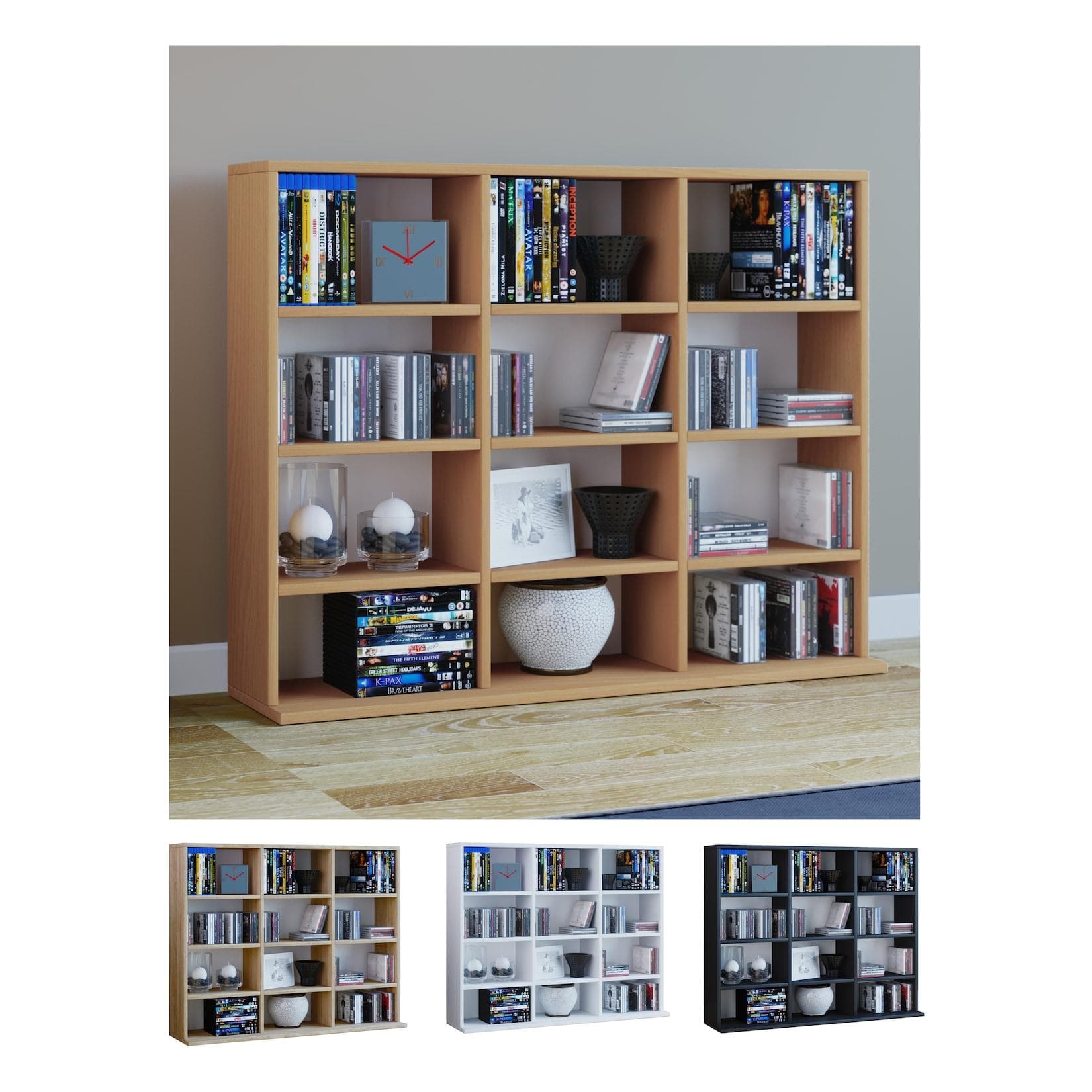 VCM Standregal Megosa L Braun Buche Holz CD DVD Regal