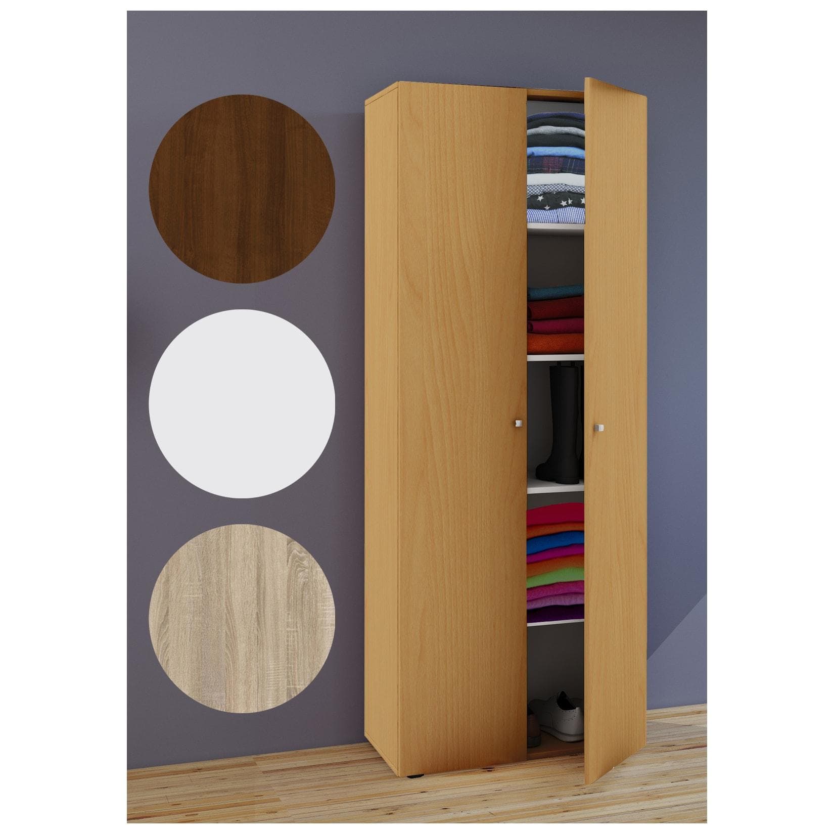 VCM Kleiderschrank Vandol 2-Türig Braun Holz 178cm