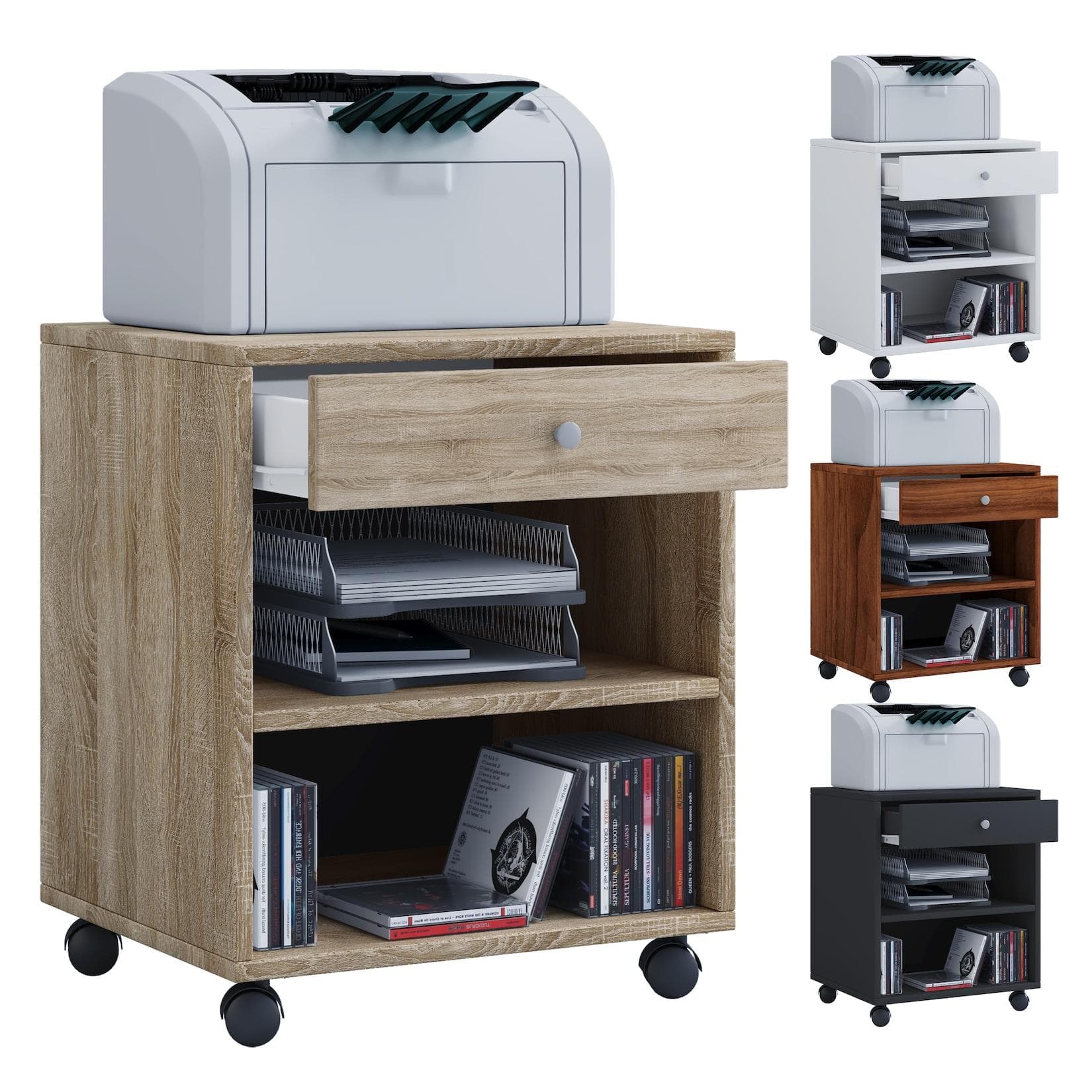 VCM Rollcontainer Salda mit Schublade und Rollen Braun