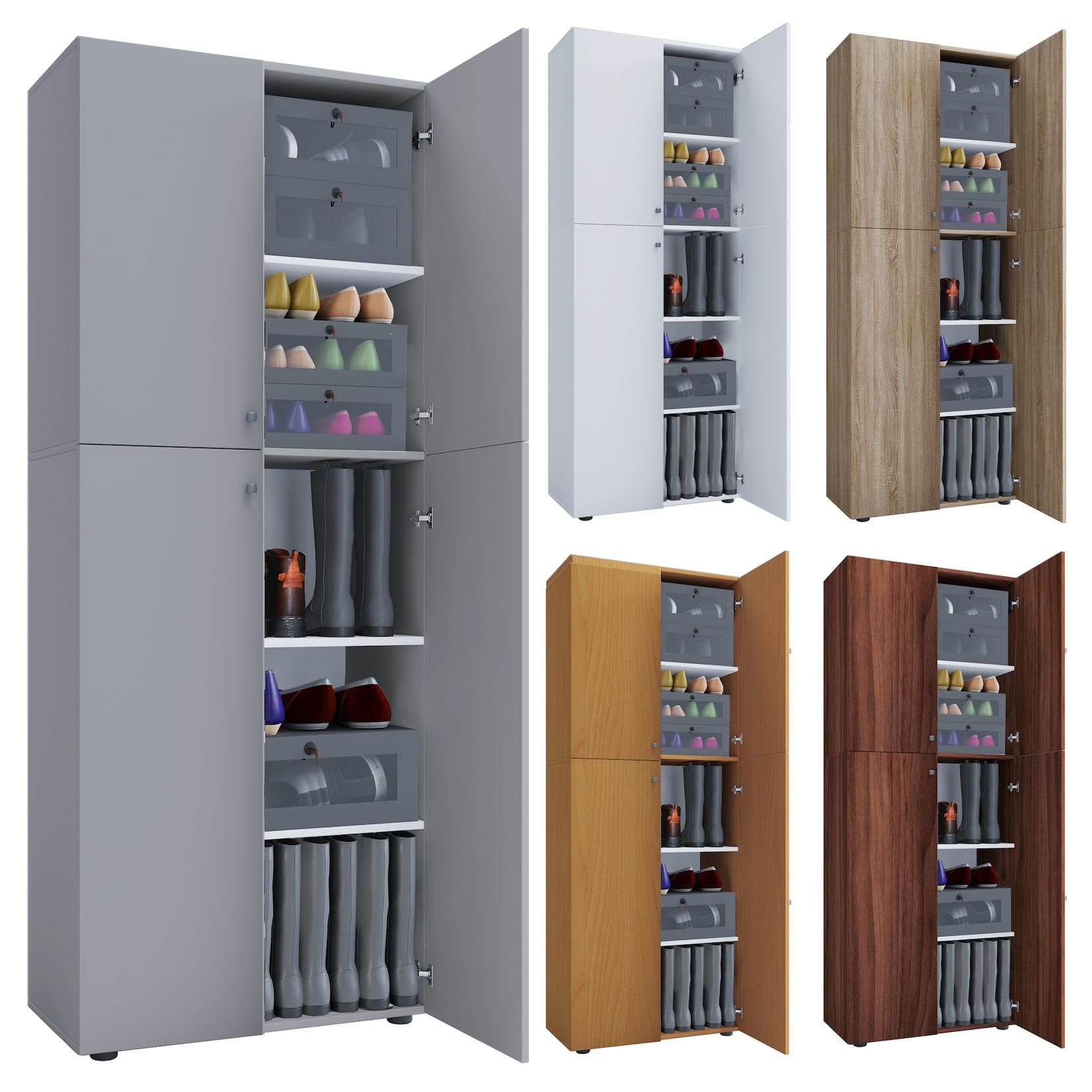 VCM Lona Schuhschrank Holz | 5 Fächer & Verstellbare Böden