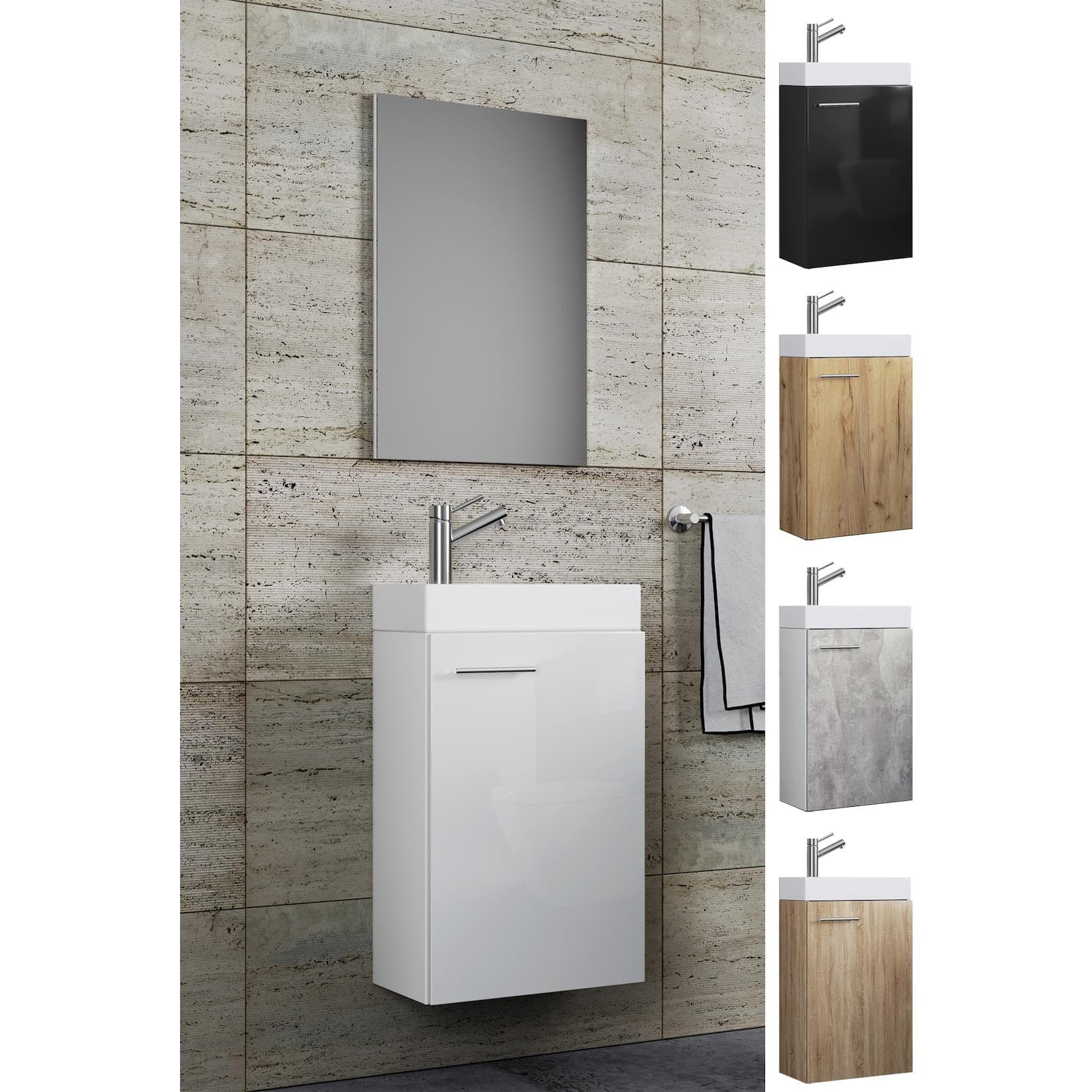 VCM - my home Slito Badmöbel-Set mit Keramikwaschbecken und Spiegel