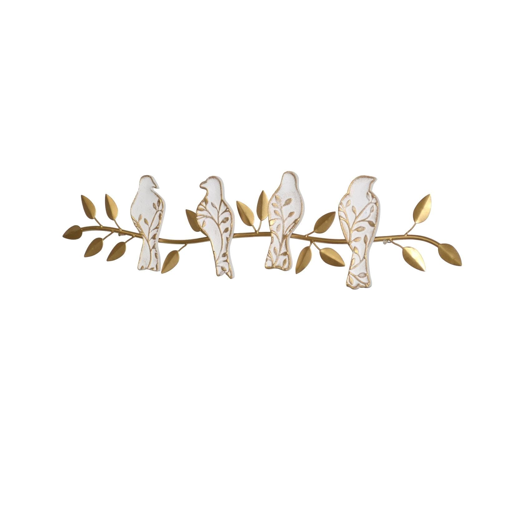 möbel direkt online Wanddekoration Vögel Weiß/Gold MDF Metall