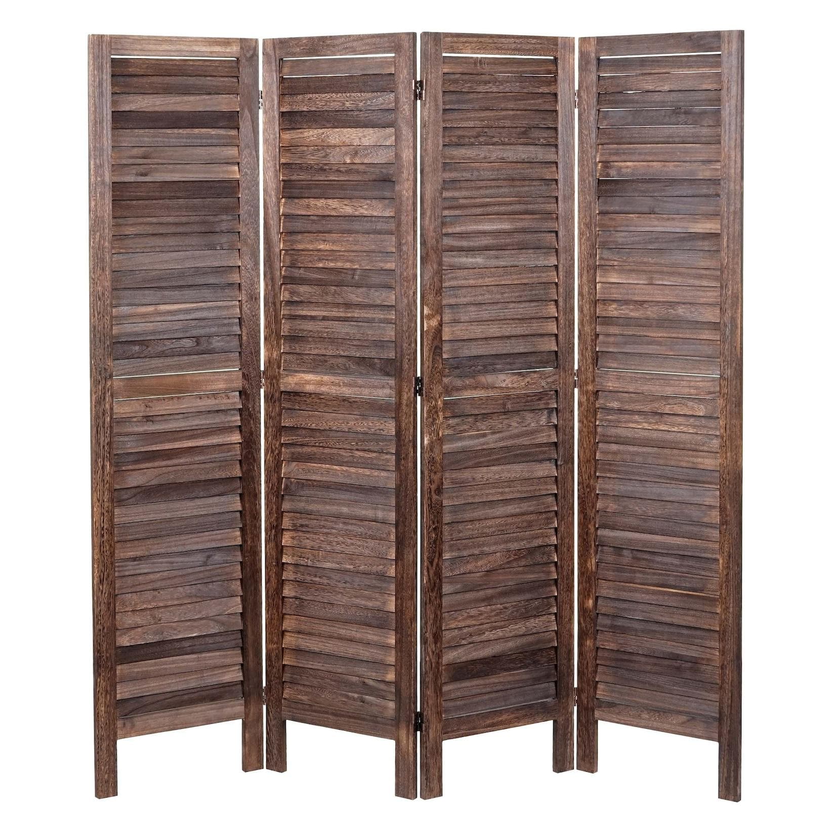 Paravent MCW-G30 Raumteiler Sichtschutz Shabby-Look Braun