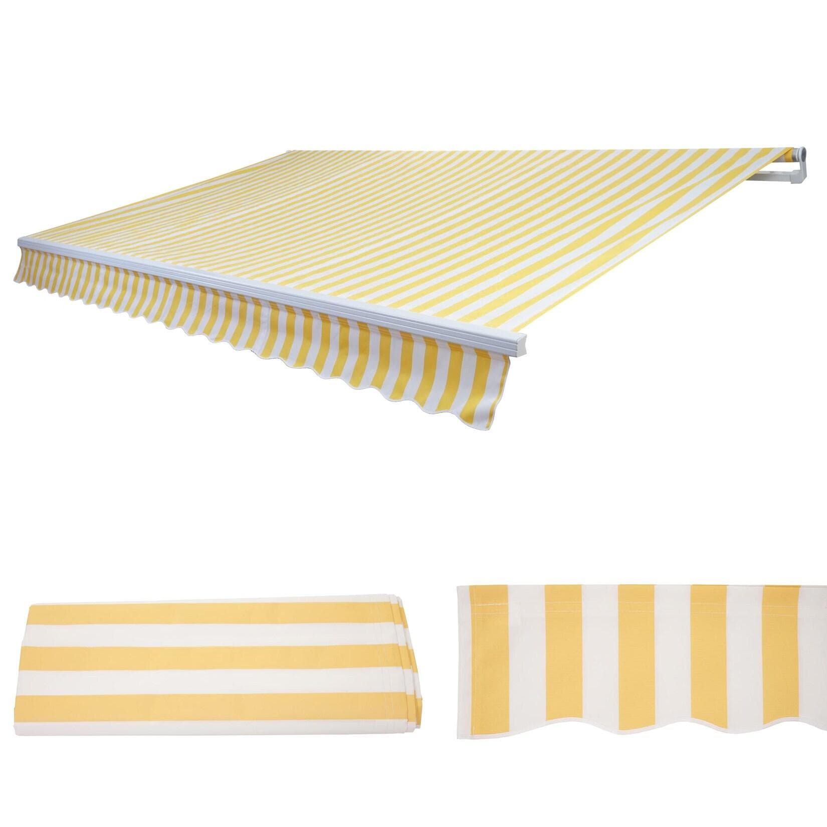 Ersatz-Bezug für Markise H790, Gelenkarmmarkise Ersatzbezug Sonnenschutz, 4x3m ~ Acryl gelb-weiß