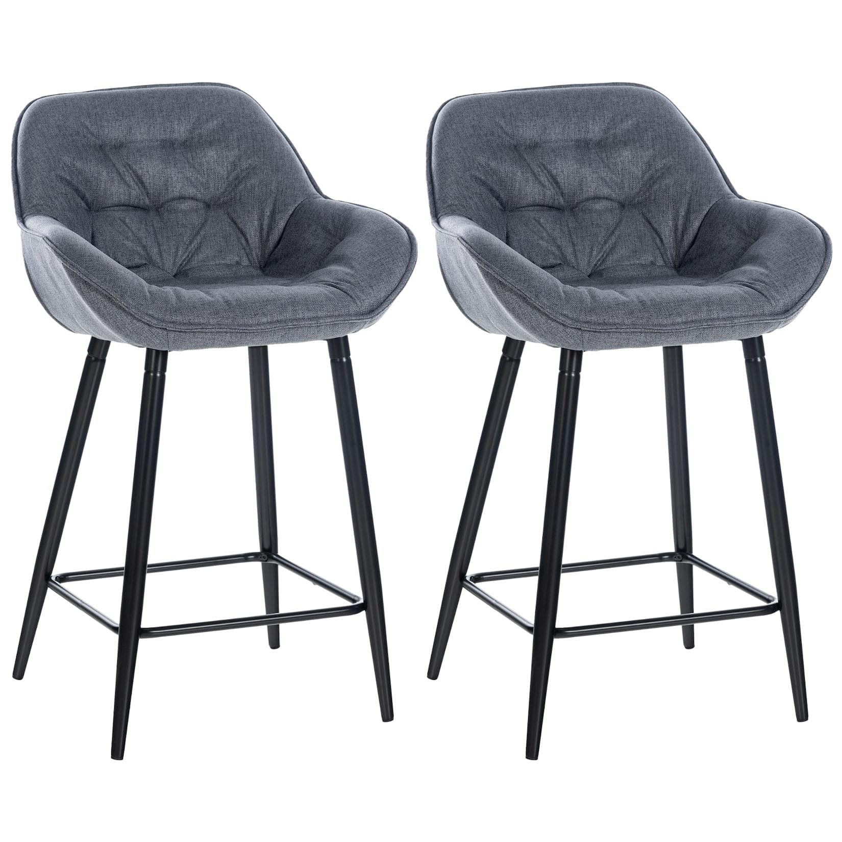 CLP 2er Set Barhocker Gibson - Gepolsterte Tresenhocker mit Fußstütze