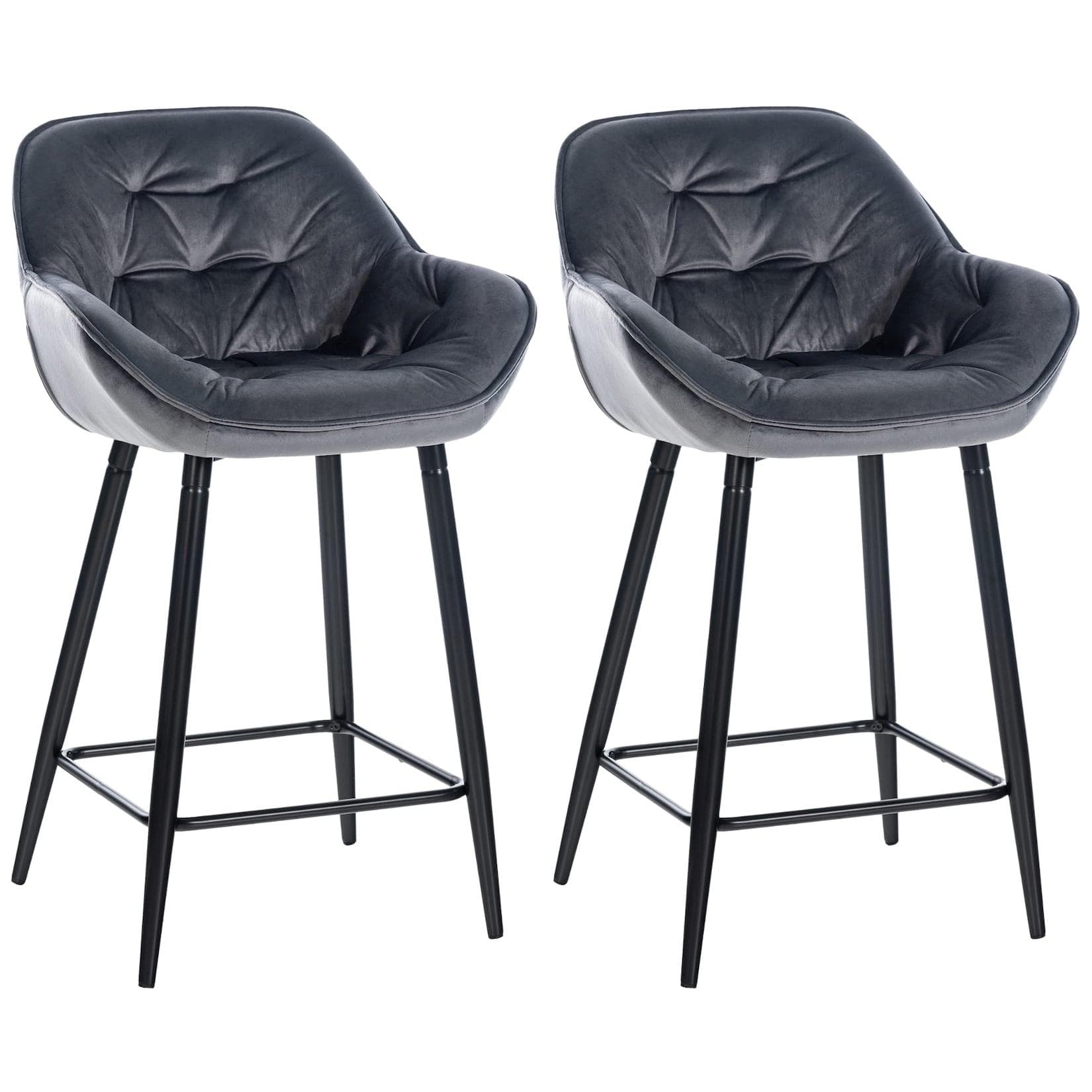 CLP 2er Set Barhocker Gibson - Gepolsterte Tresenhocker mit Fußstütze