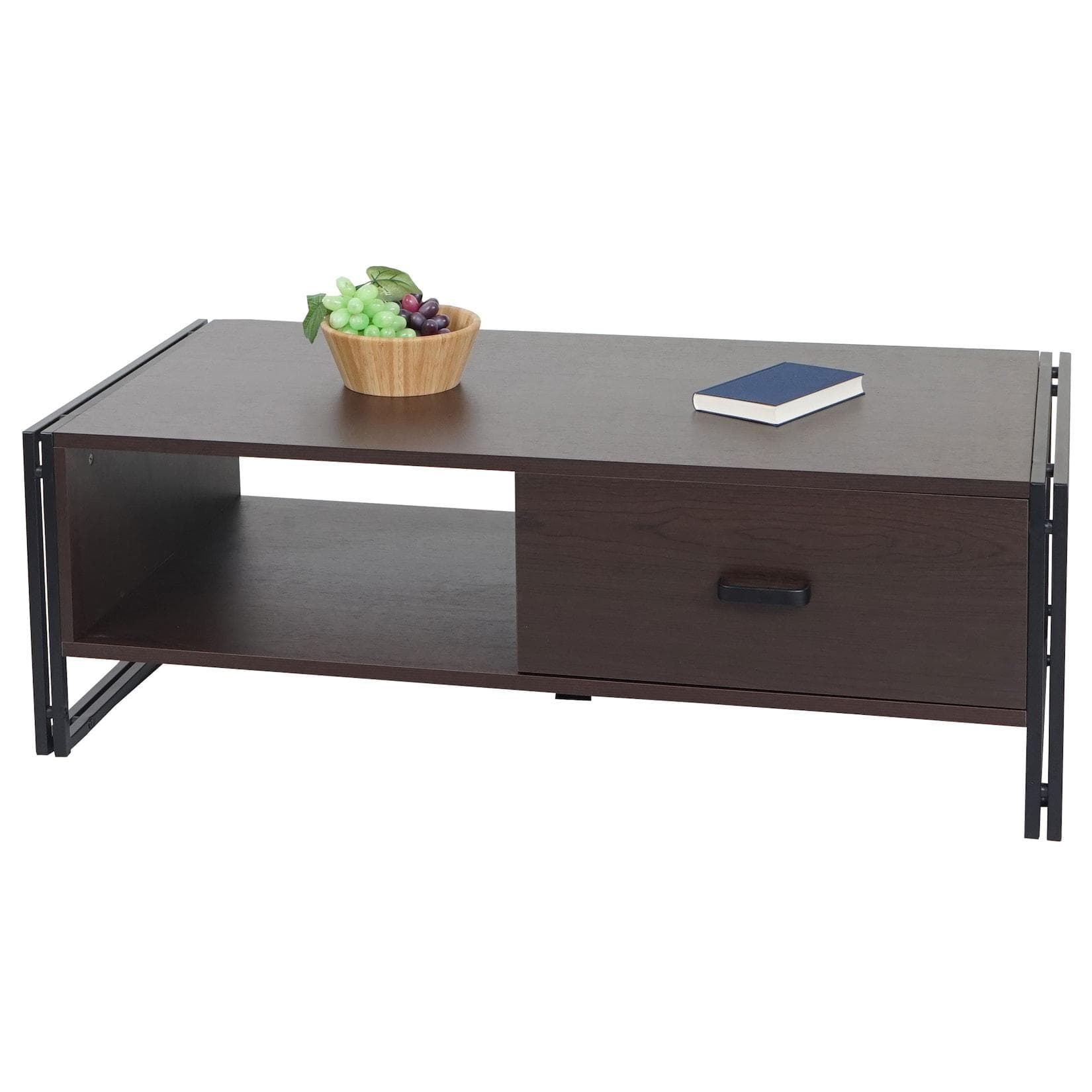 MCW Couchtisch MCW-A27 Dunkelbraun 3D-Struktur Metall MDF