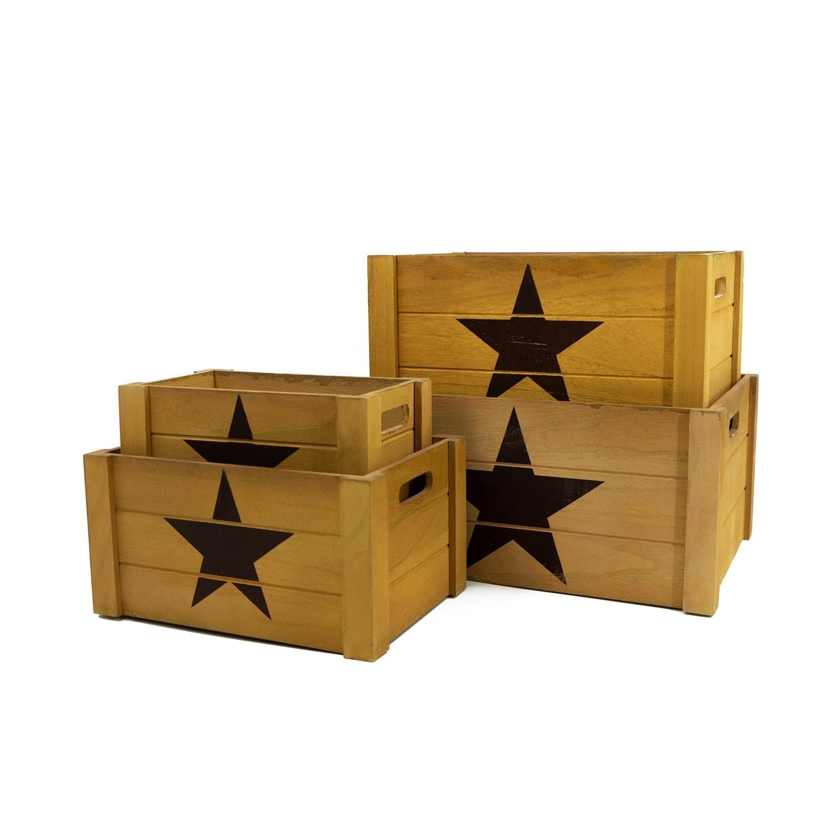 HTI-Living Holzkisten-Set 4 Größen Braun/Creme Aufbewahrung