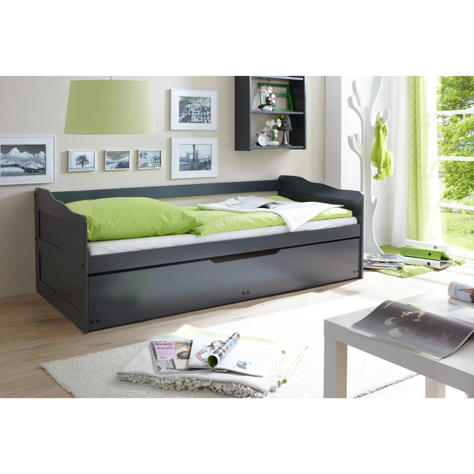 TiCAA Sofabett Marianne Kiefer Grau mit Auszug