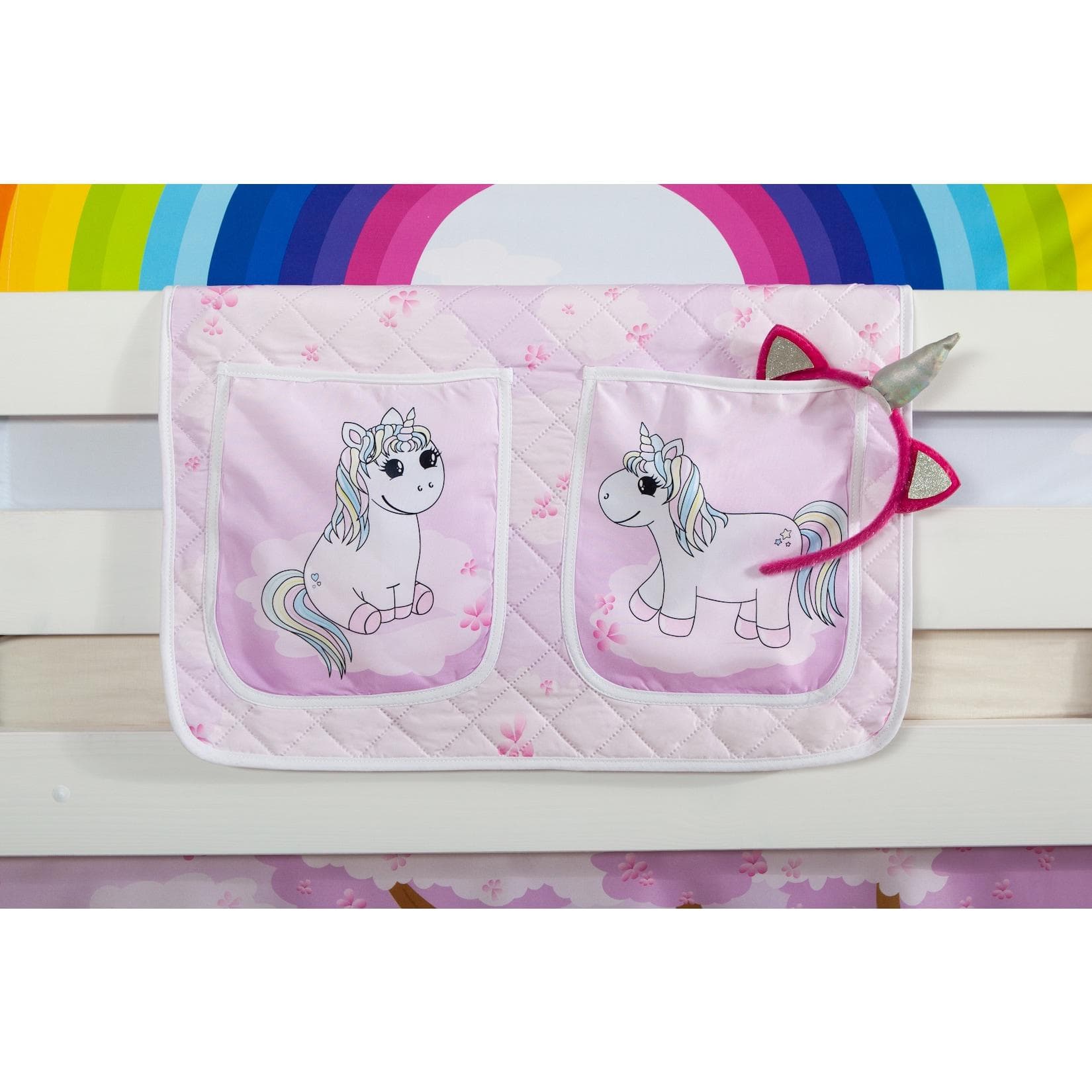 TICAA Einhorn Rainbow Kinder Bett-Tasche für Hochbett - Kunterbunt & Praktisch