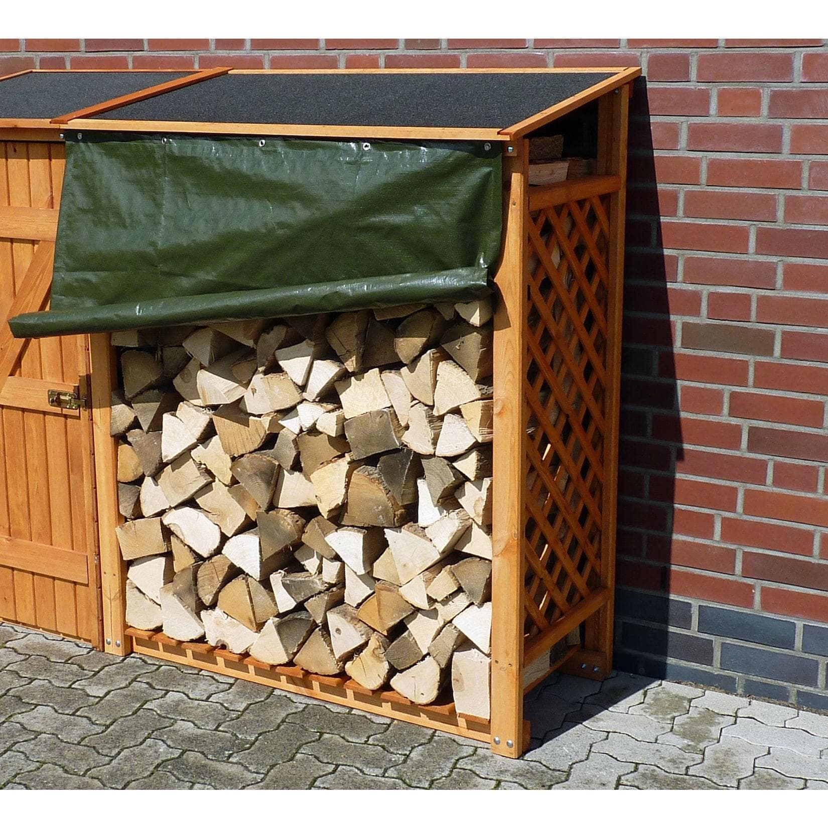 PROMADINO Kaminholzregal-Erweiterung Holzwerkstoff Honigbraun