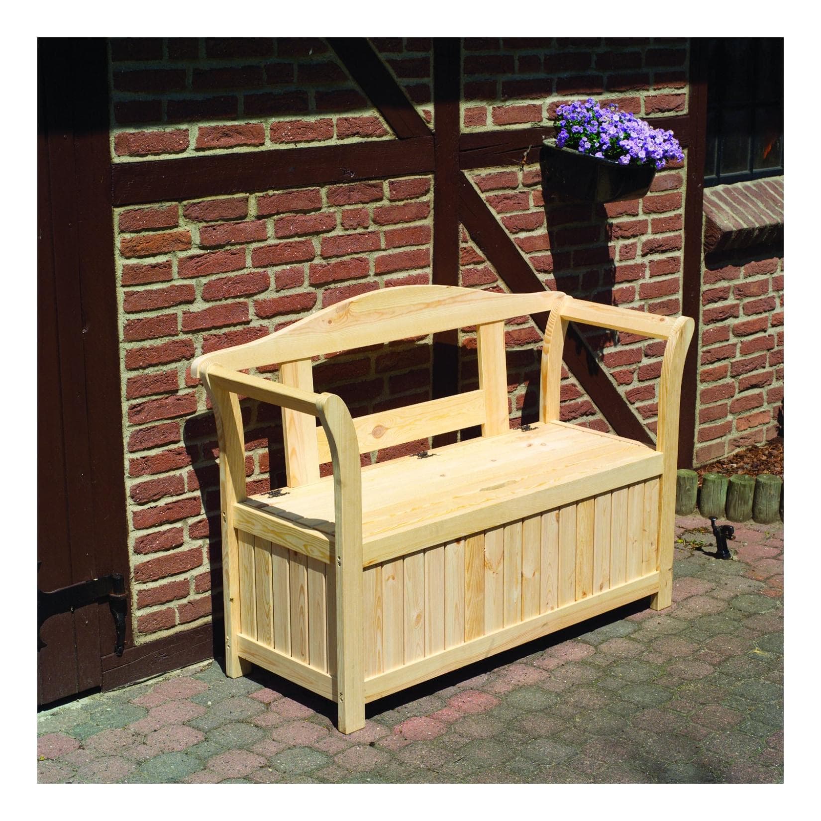 Promadino Friesenbank mit Kissenbox Natur Kiefernholz