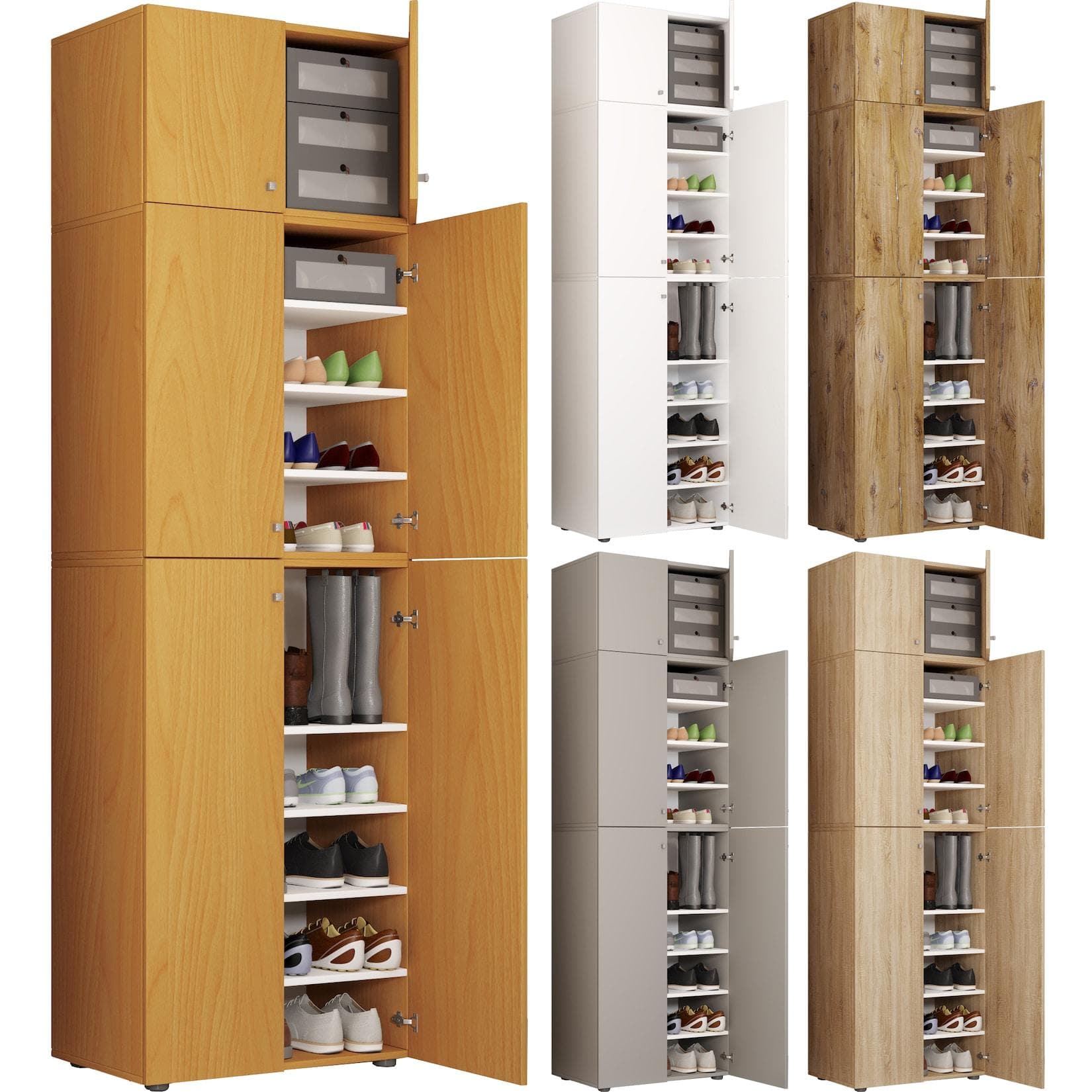 VCM Schuhschrank Lona XXL Braun Buche 9 Fächer