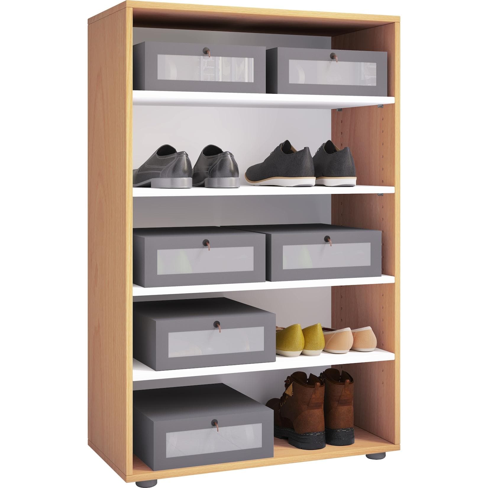 VCM Schuhschrank Lona 5 XXL Holz Braun Buche
