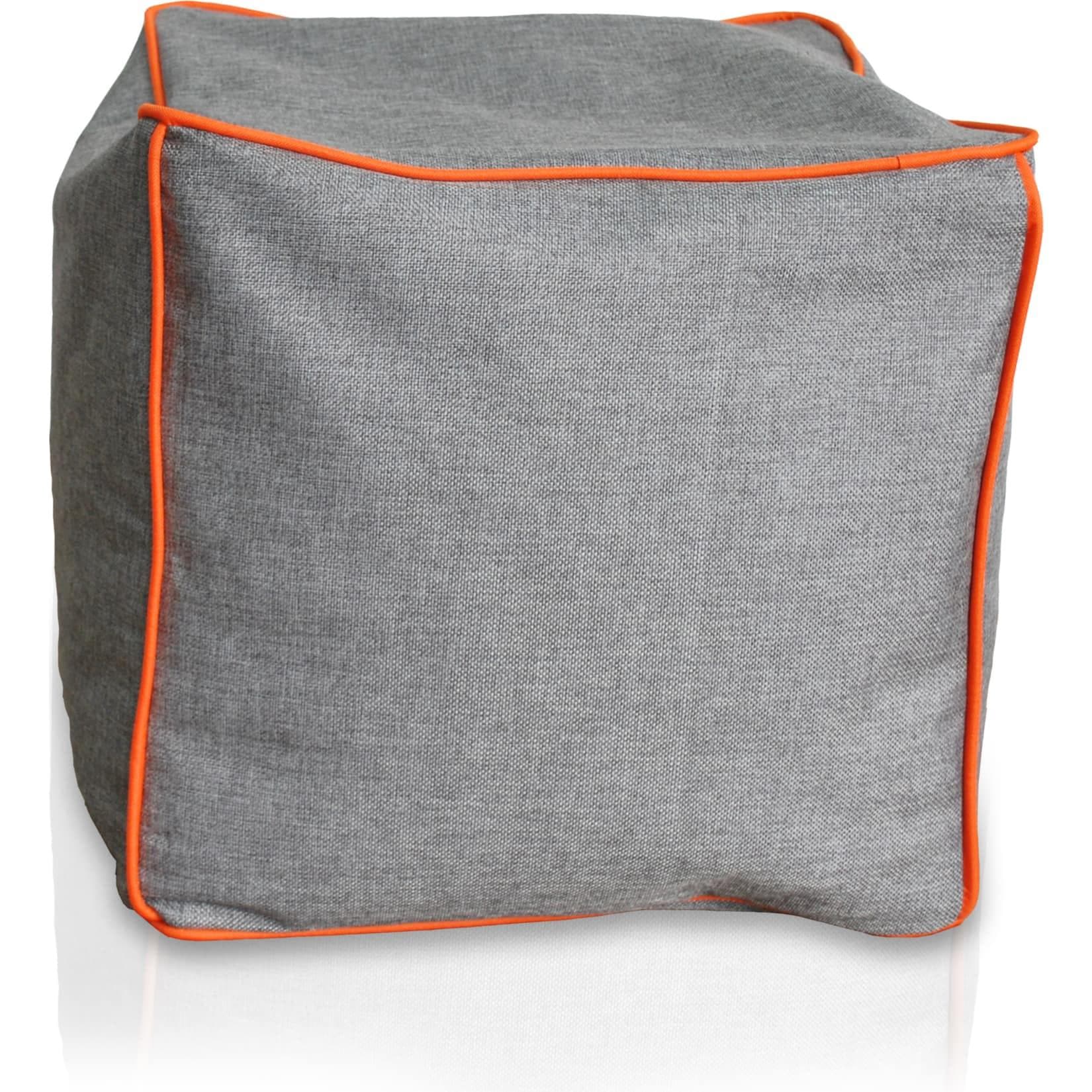 KINZLER Hocker eckig Leinenoptik mit Neon-Piping Terra