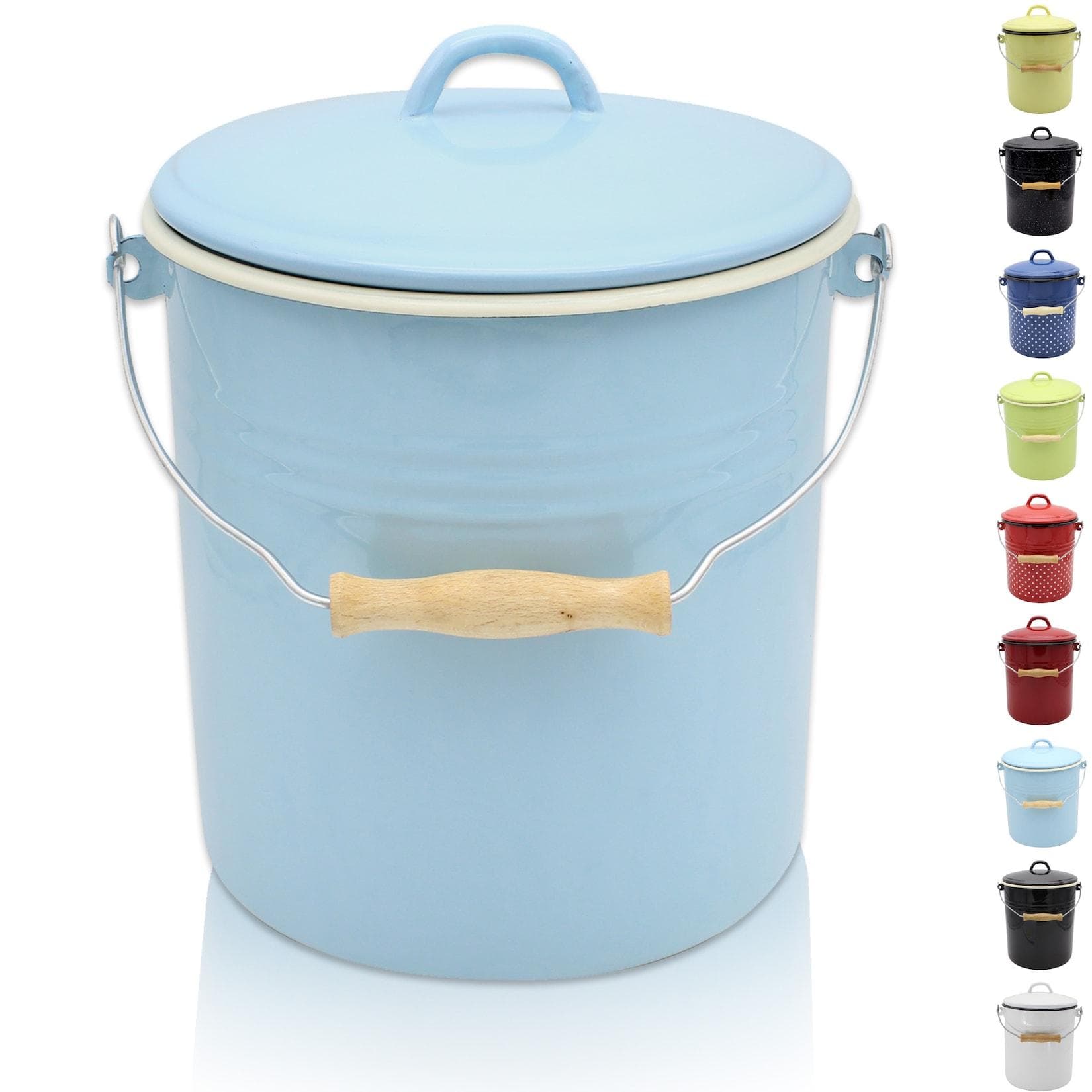 Mülleimer Serie SYLT emailliert, 10 Liter, Pastell-Blau