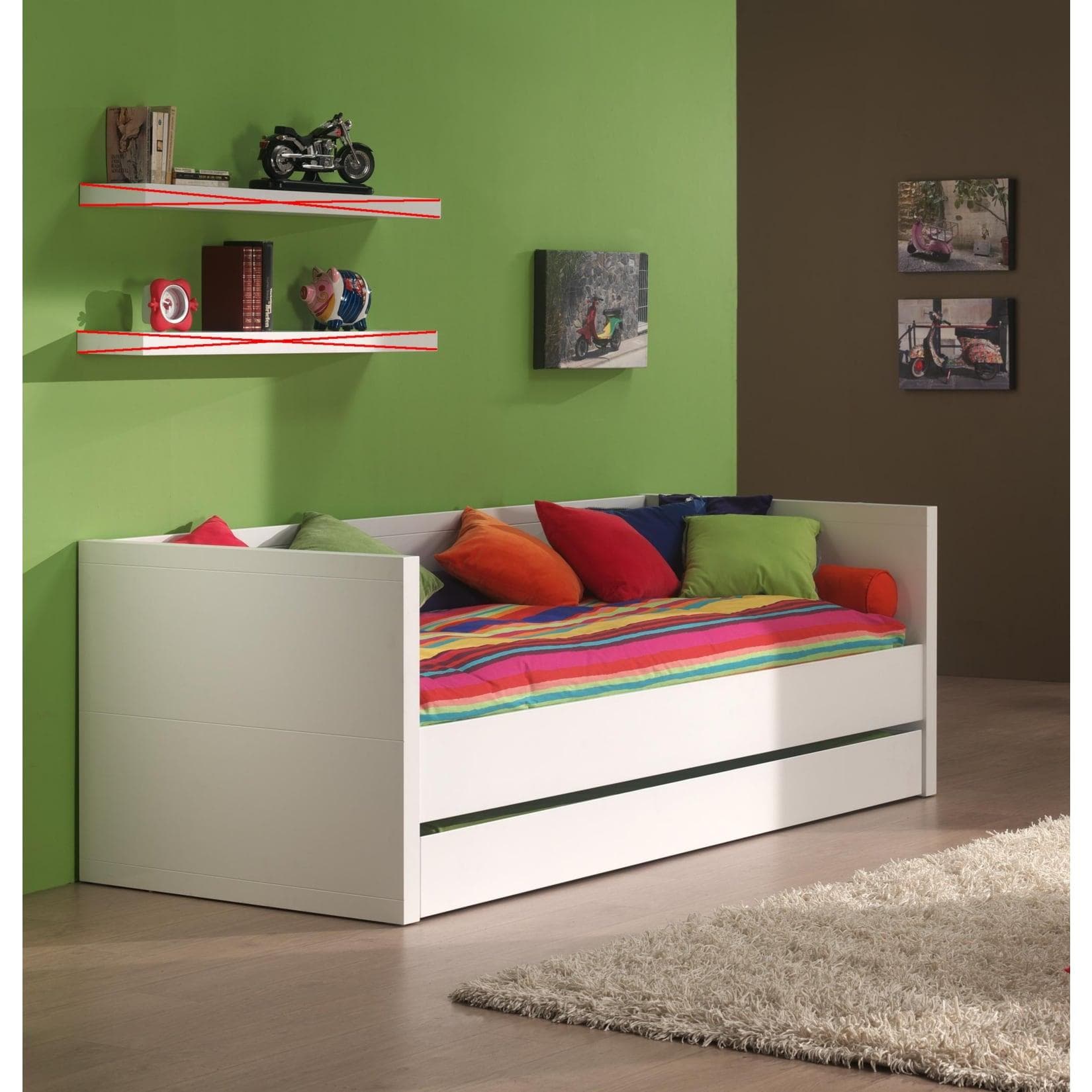 Modernes weiß lackiertes Einzelbett mit geradlinige Optik