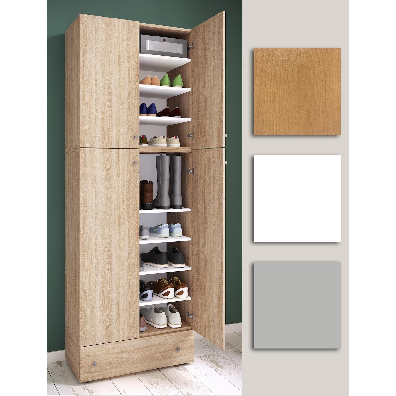VCM Schuhschrank Lona XXL 9 Fächer Sonoma-Eiche