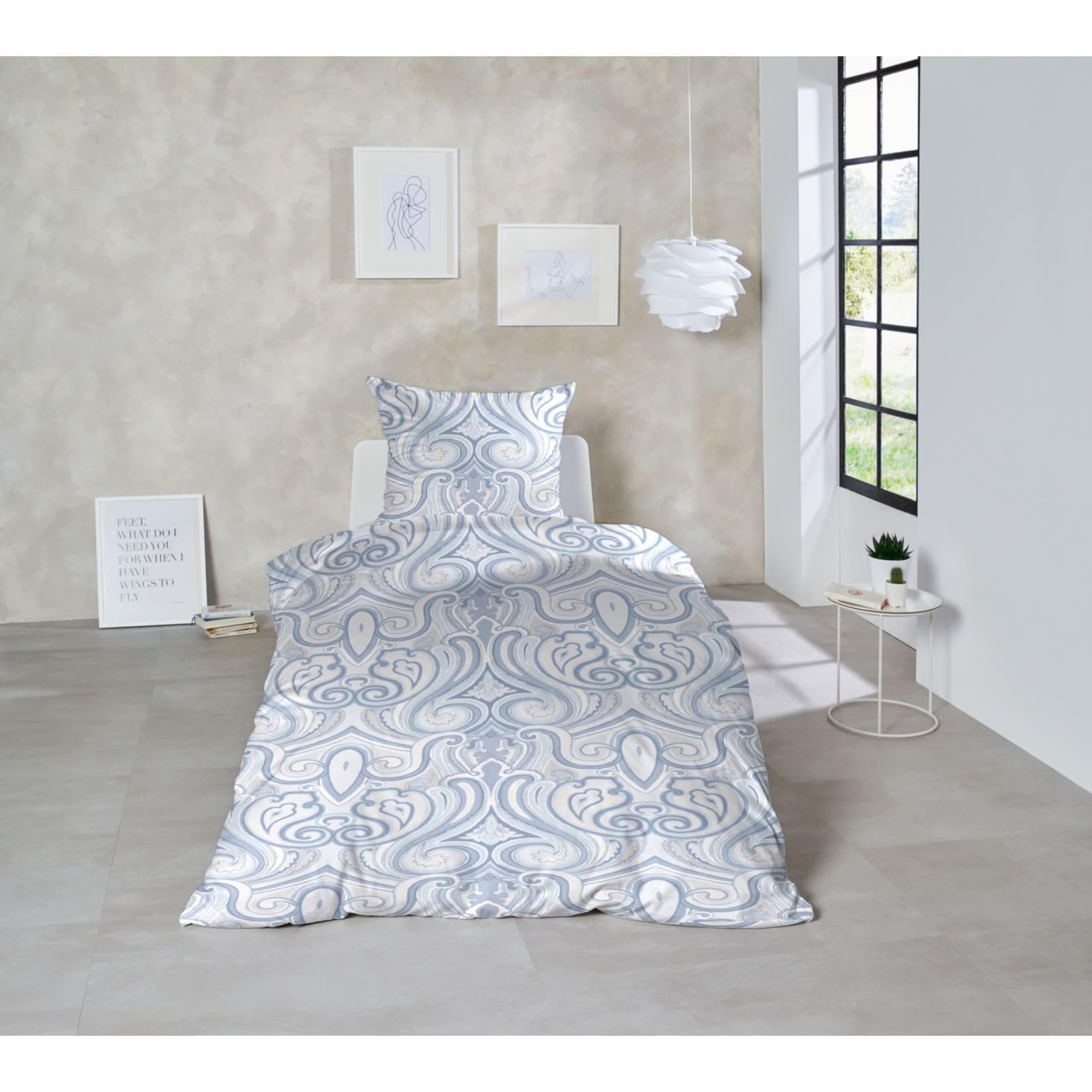 Primera Bettwäsche Eisblume Flanell Blau Grau Weiß 135x200cm