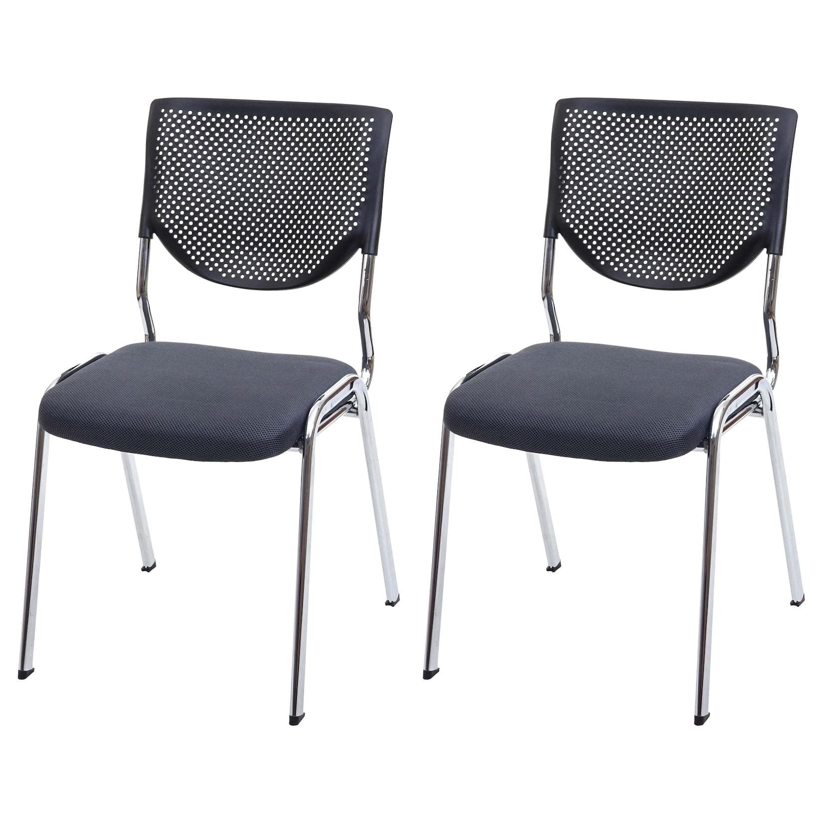 MCW 2er-Set Besucherstuhl H401, Stapelbar, Stoff dunkelgrau, Füße chrom