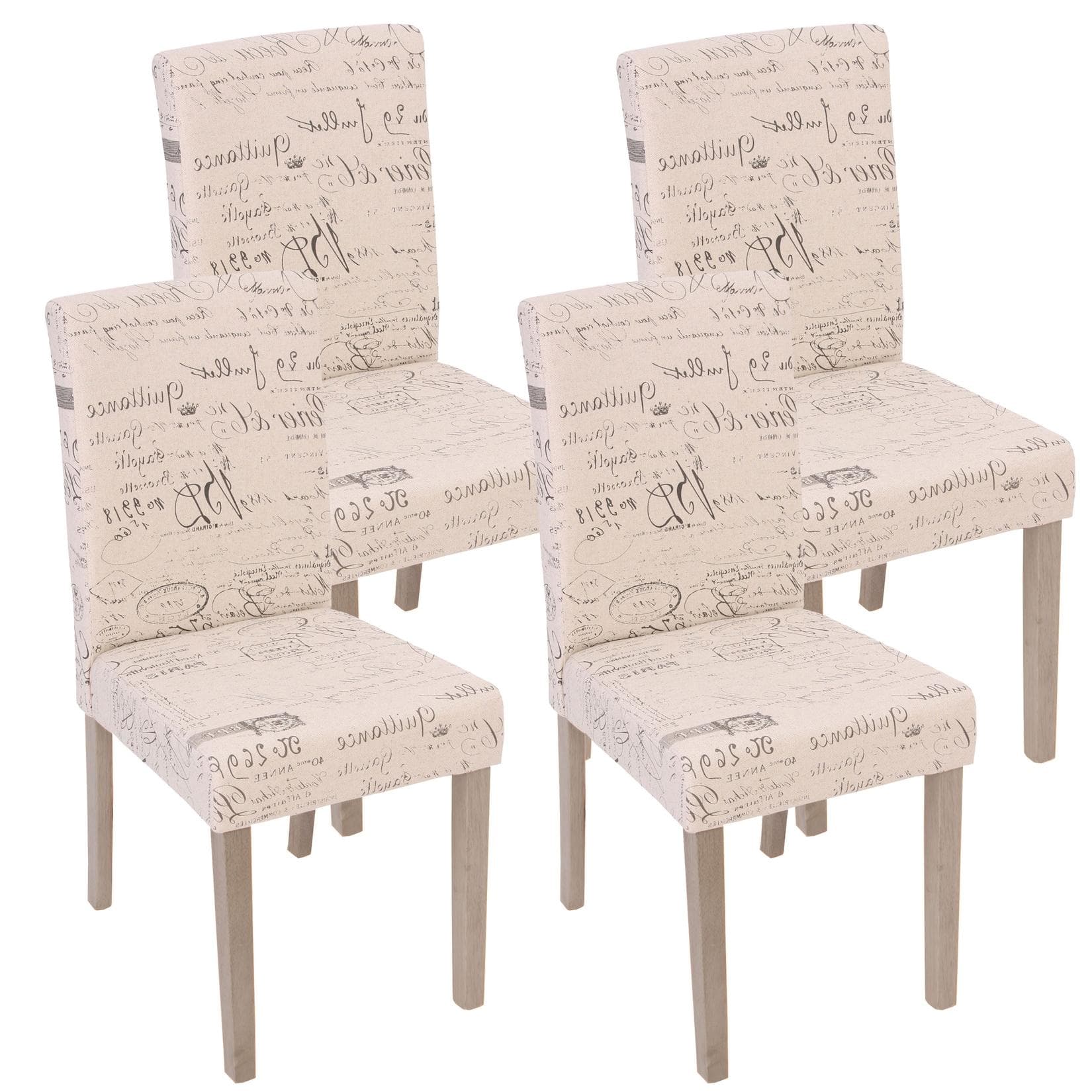 MCW 4er-Set Esszimmerstuhl Littau Creme Stoff Eiche Optik