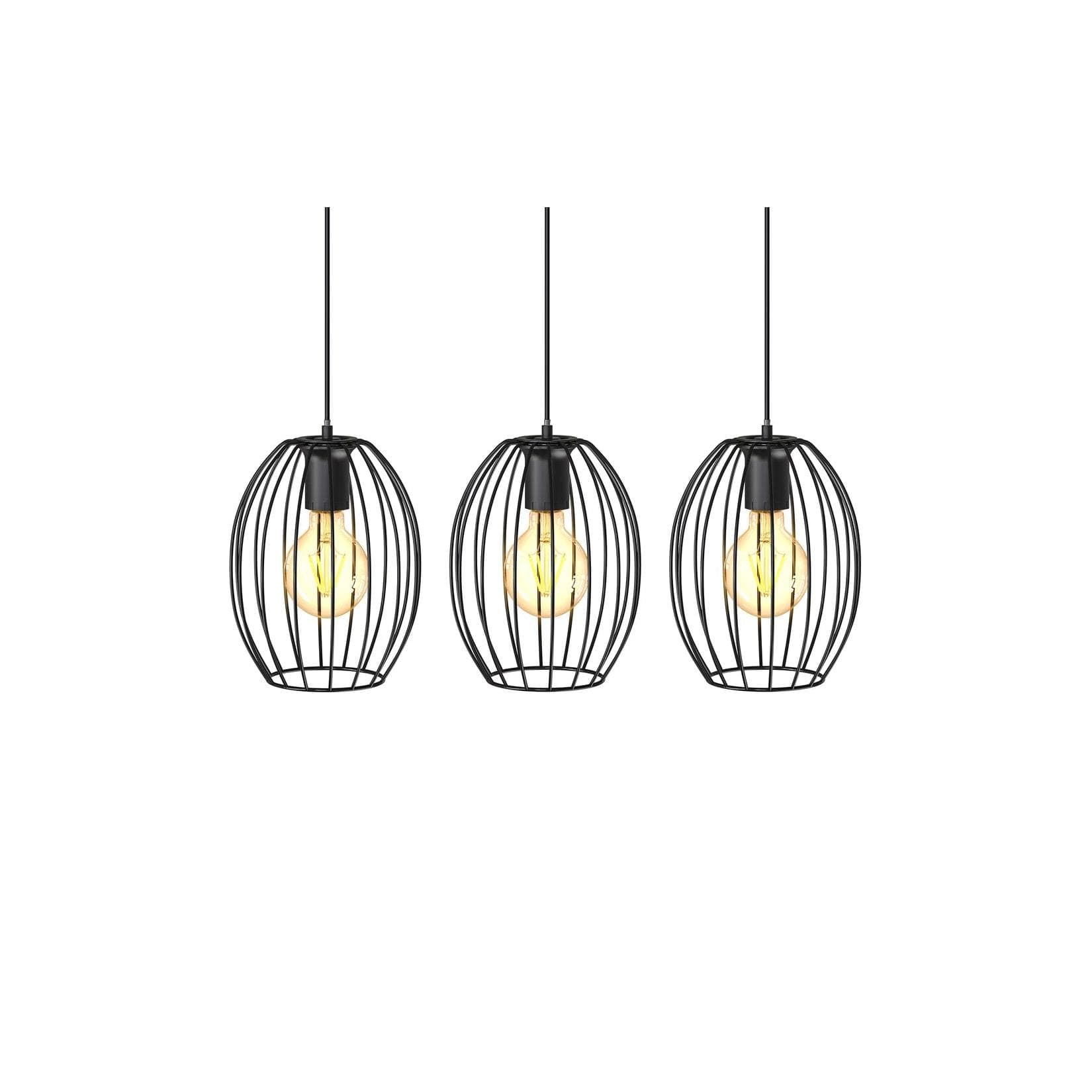 B.K.Licht Pendelleuchte 3-flammig Schwarz Industrial Vintage