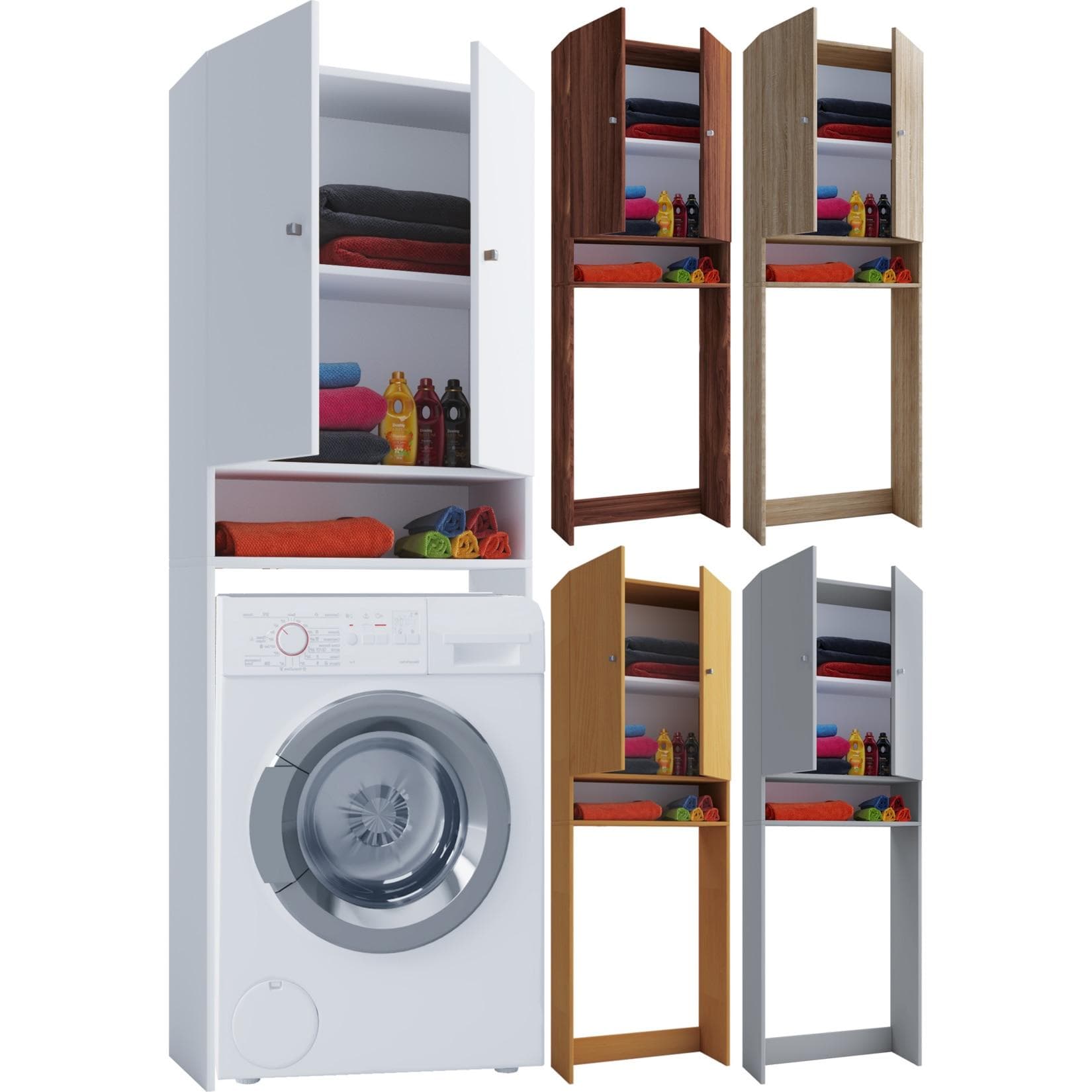 VCM Überbauschrank Waschmaschine Grau Lona Holz