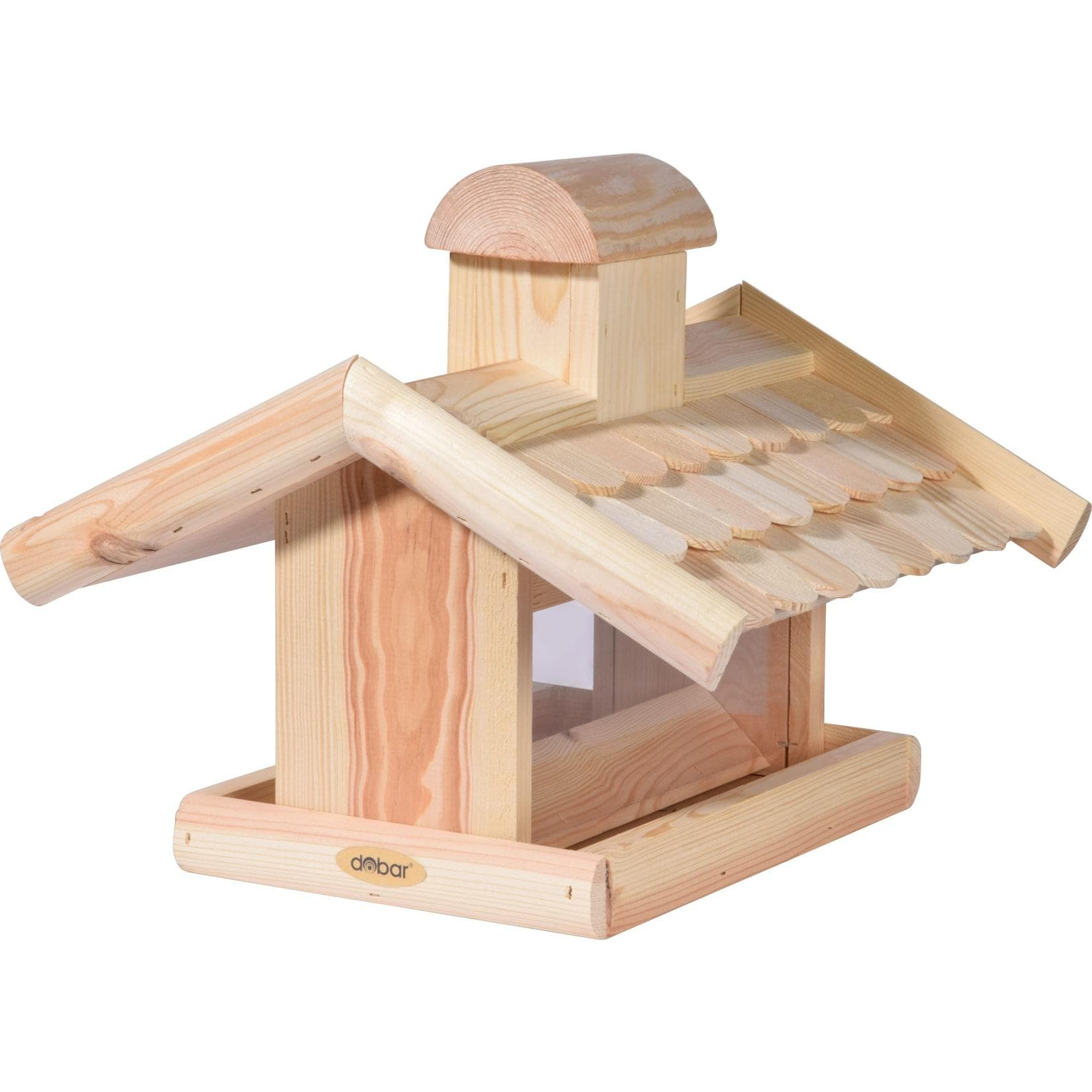 Dobar Vogelhaus mit Futter-Silo und Holzschindel-Dach