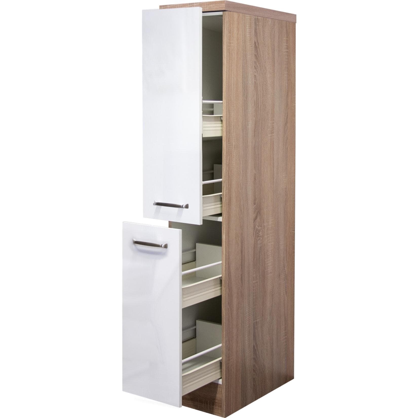 Flex-Well Apothekerschrank Florenz - Moderner Holzwerkstoff Schrank mit Metallgriffen