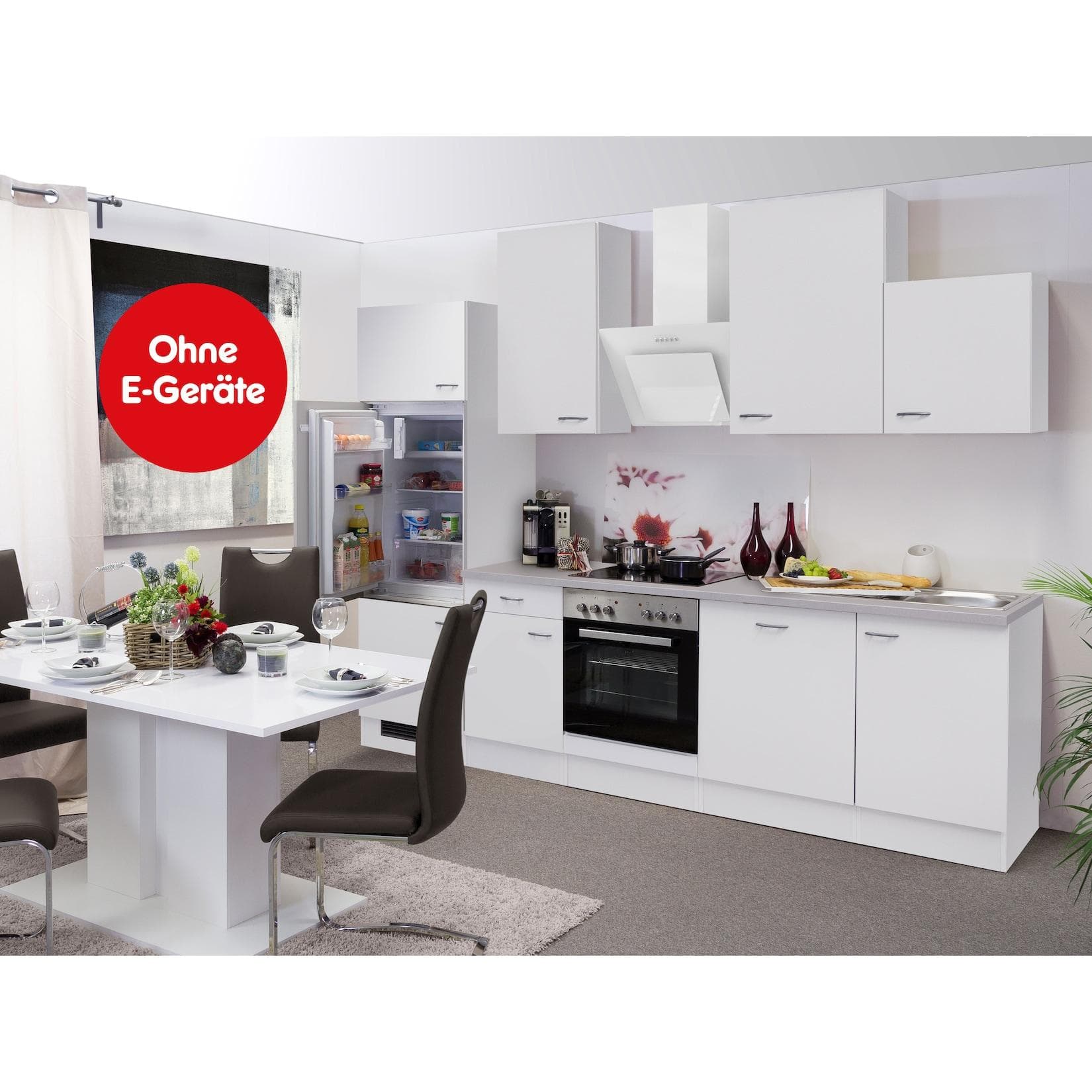 Flex-Well Küchenzeile 280 cm Kunststoff Weiß