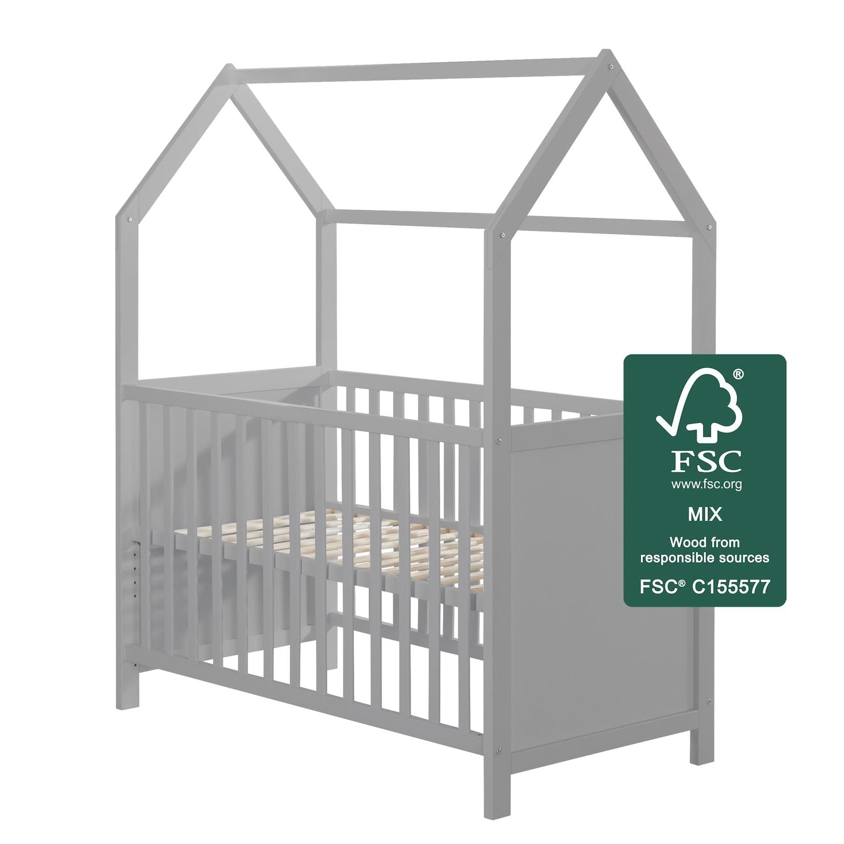 Roba Hausbett Taupe FSC Zertifiziert Höhenverstellbar Babybett